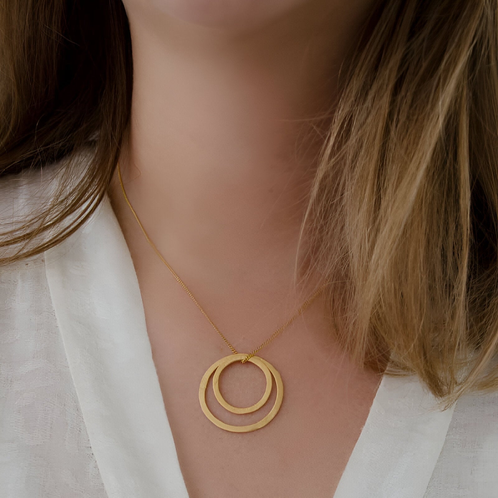 Susi Cala Kette Double Hoop L/M Pendant, vergoldet