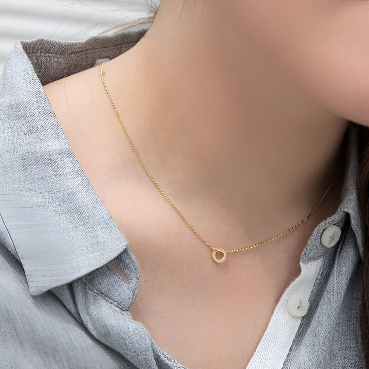 Susi Cala Kette One Soul Supermini Circle Pendant, vergoldet