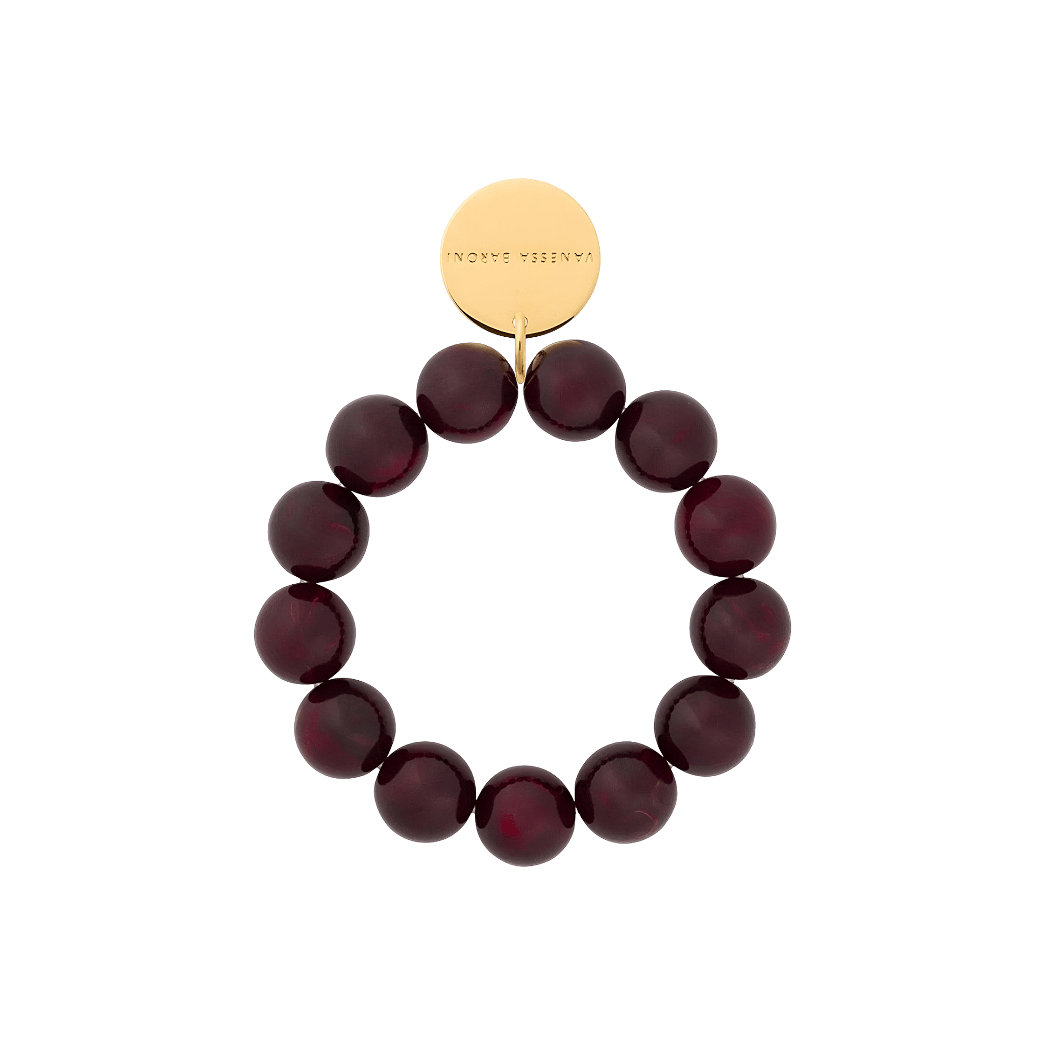 Vanessa Baroni Armband Beads Flex, bordeaux marble, vergoldet