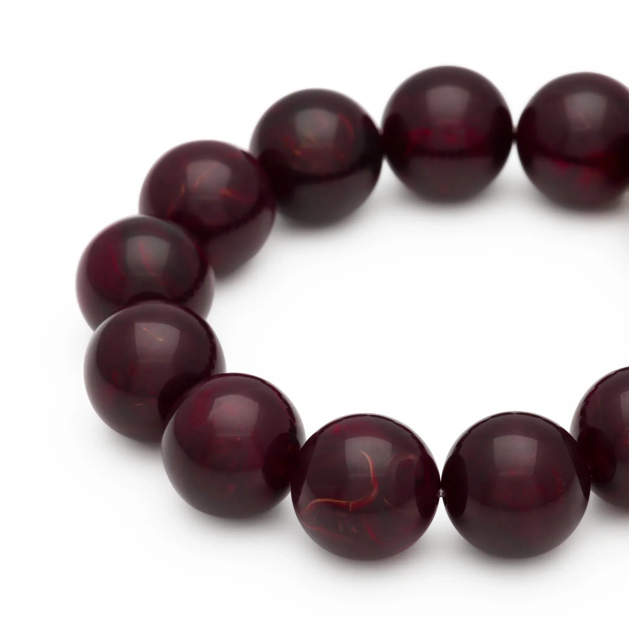 Vanessa Baroni Armband Beads Flex, bordeaux marble, vergoldet