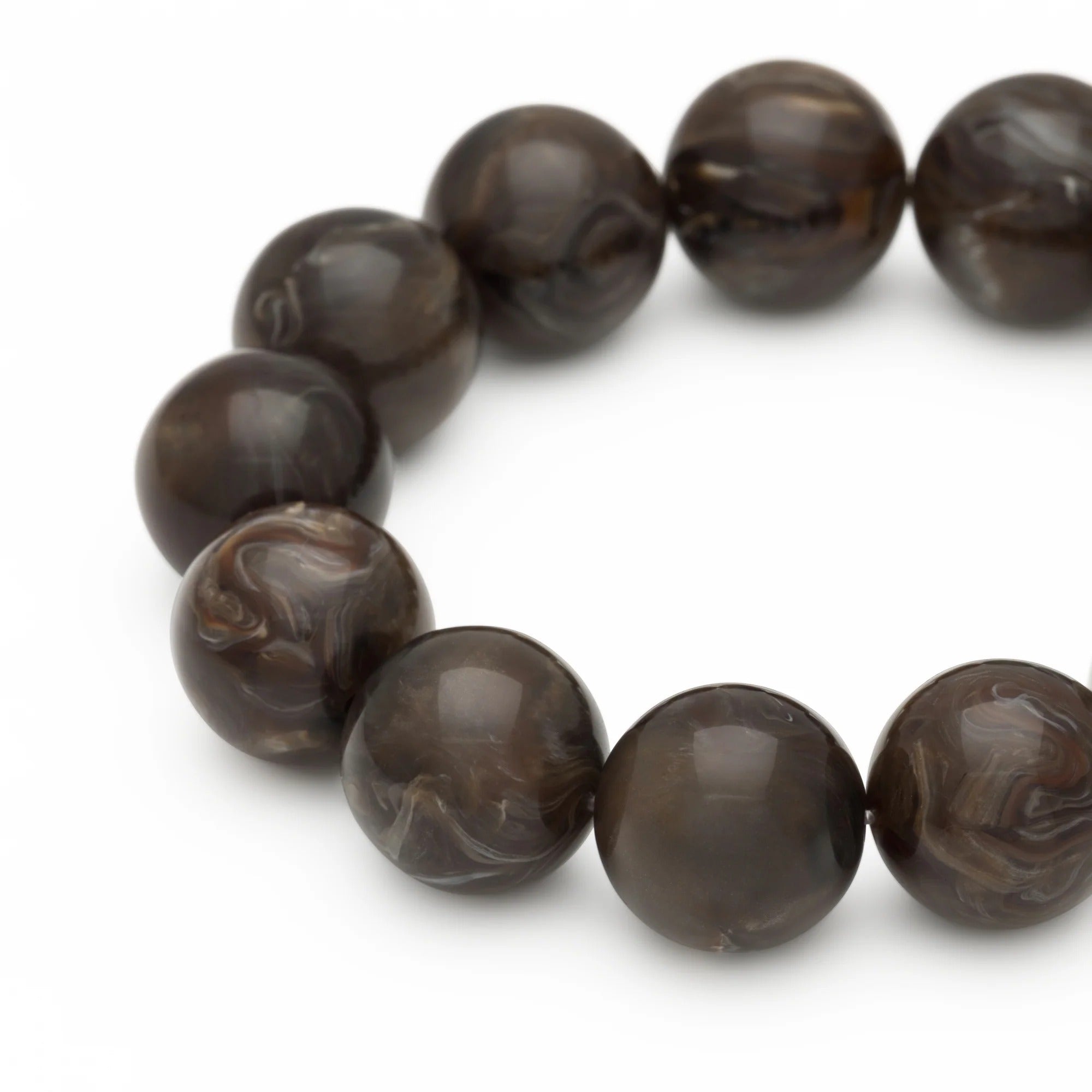 Vanessa Baroni Armband Beads Flex, dark brown marble, vergoldet