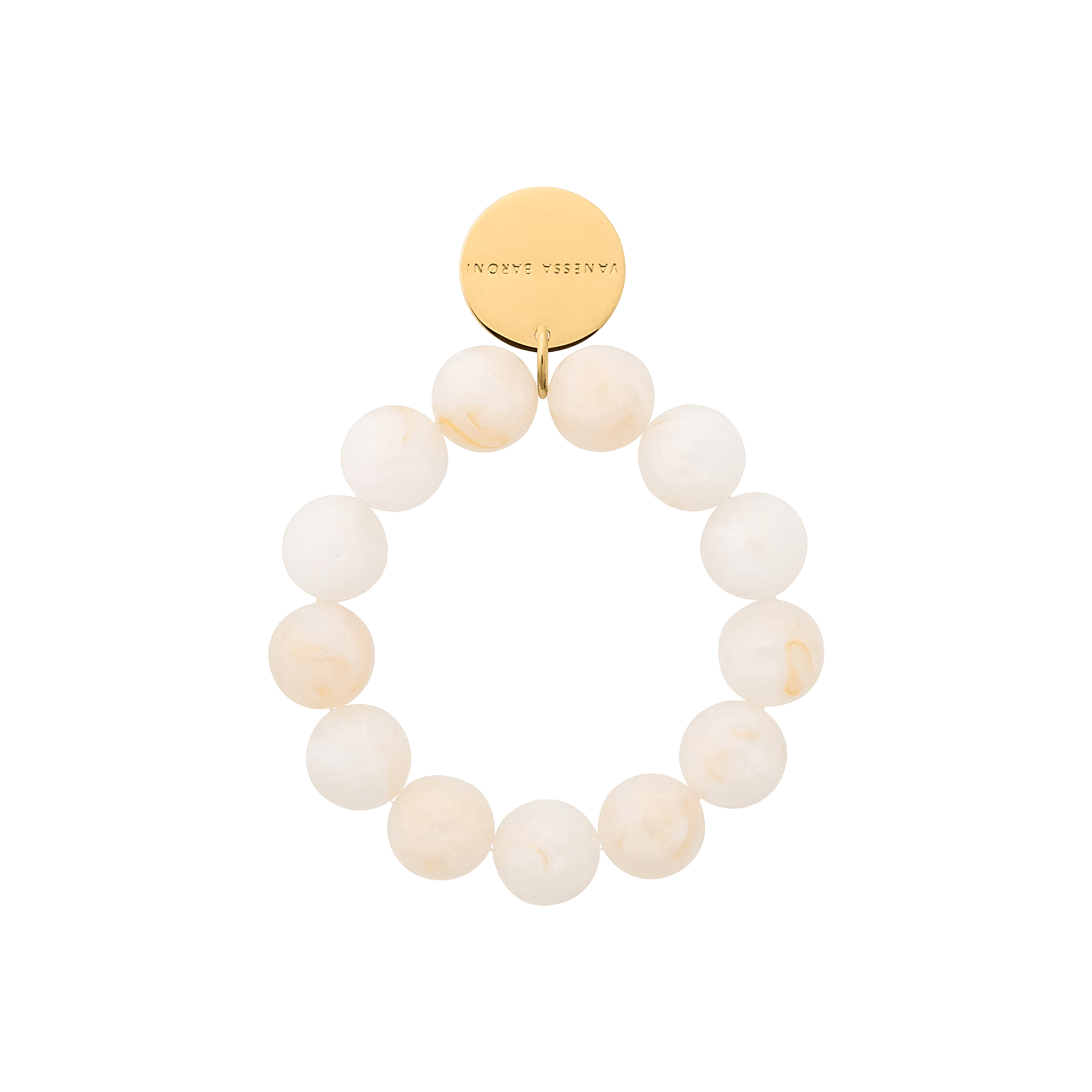 Vanessa Baroni Armband Beads Flex, pearl marble, vergoldet