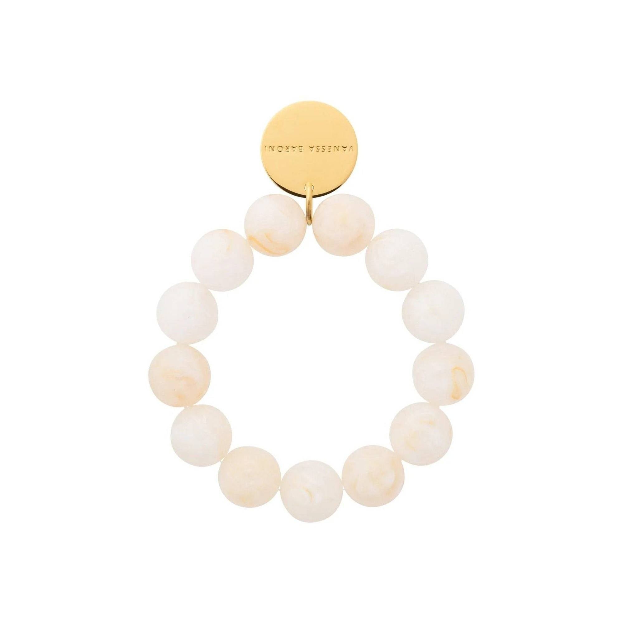 Vanessa Baroni Armband Beads Flex, pearl marble, vergoldet