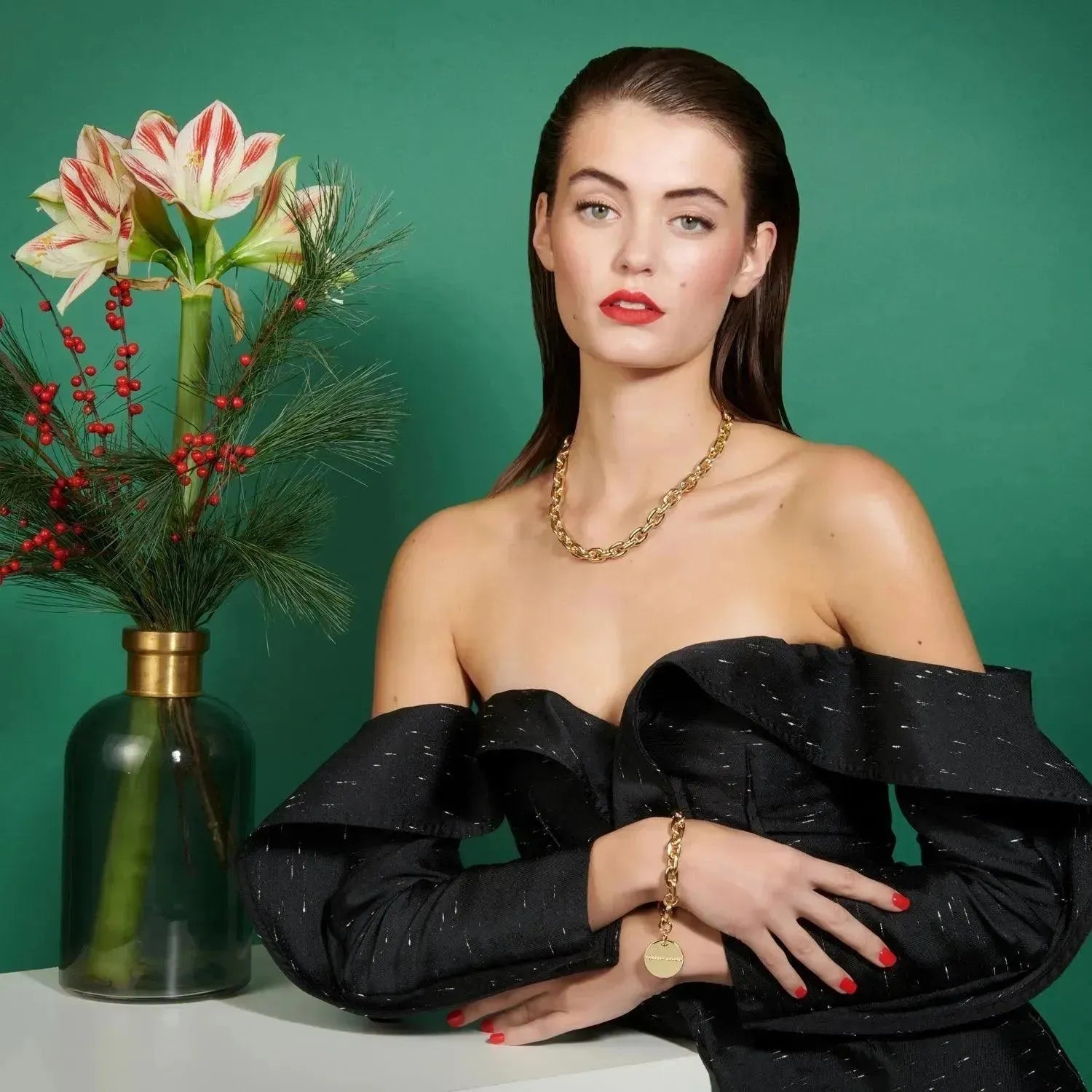 Vanessa Baroni Armband Big Anker, gold, vergoldet