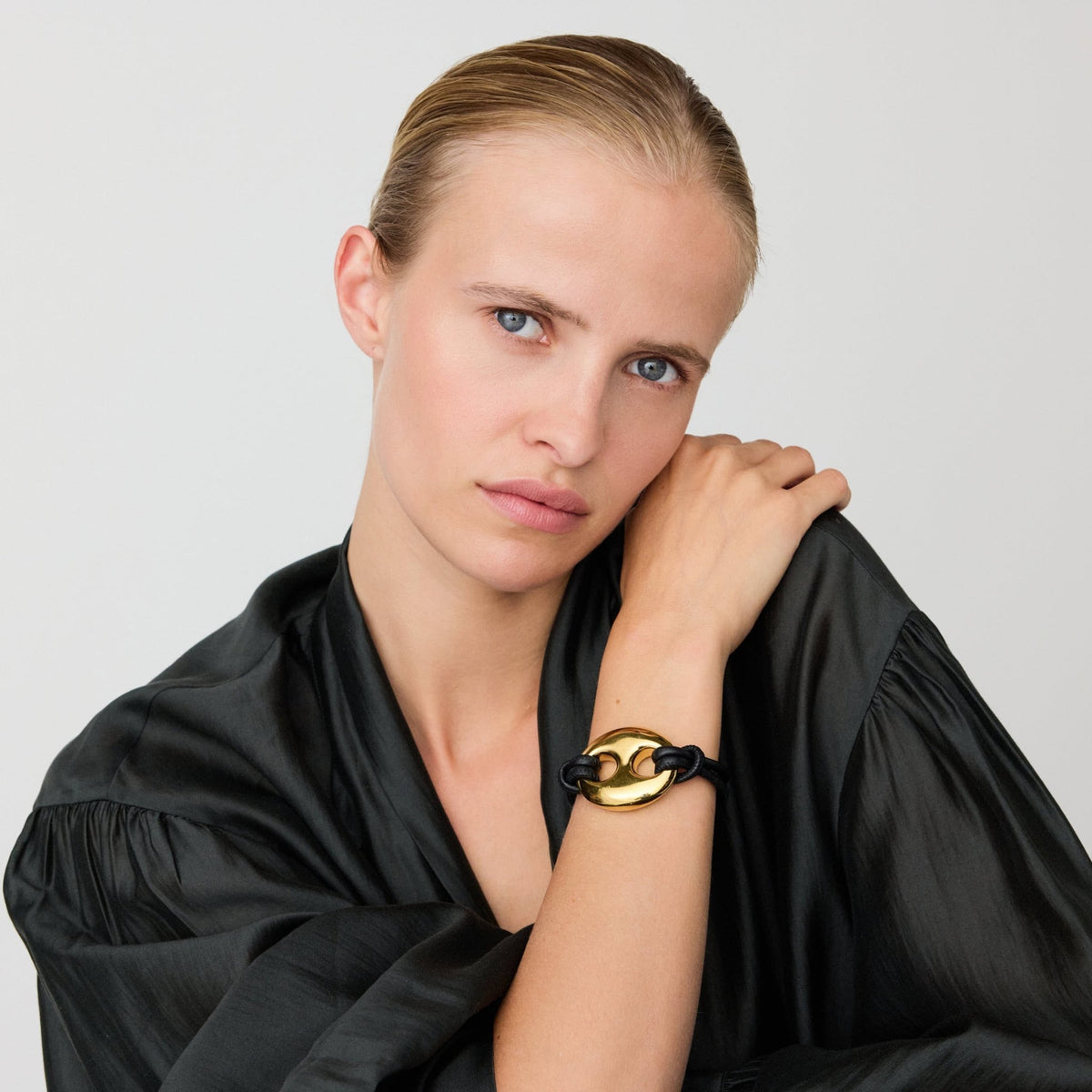 Vanessa Baroni Armband Disc Leather, vergoldet brown - gold