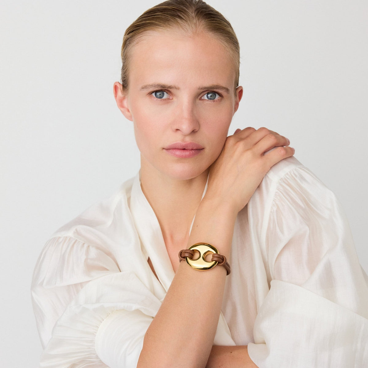 Vanessa Baroni Armband Disc Leather, vergoldet brown - gold