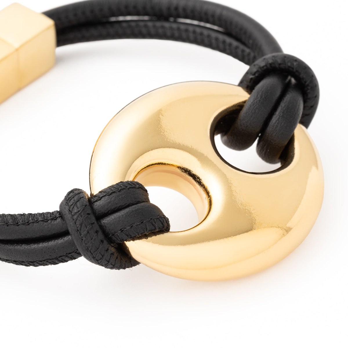 Vanessa Baroni Armband Disc Leather, vergoldet brown - gold