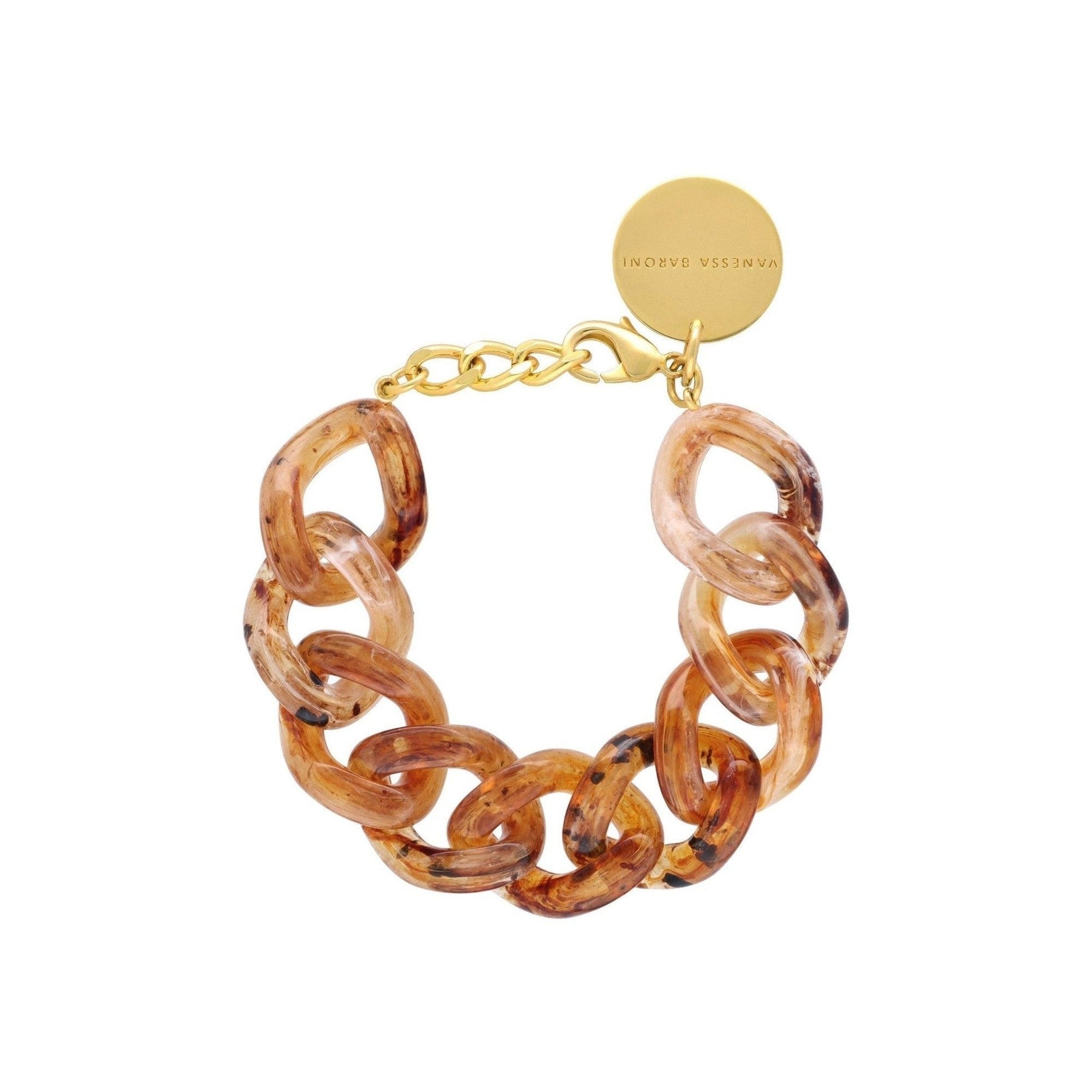Vanessa Baroni Armband Flat Chain, bernstein, vergoldet