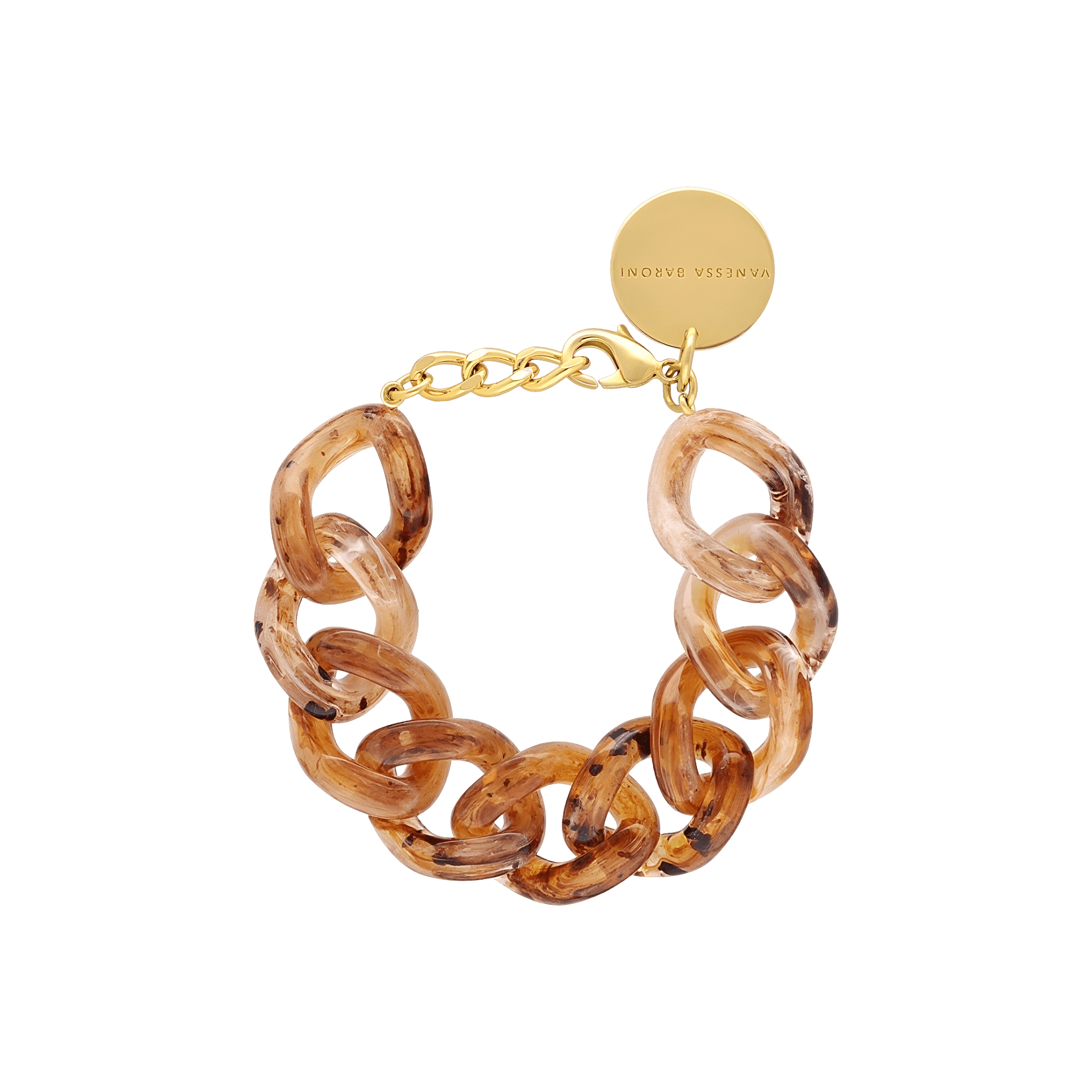 Vanessa Baroni Armband Flat Chain, bernstein, vergoldet