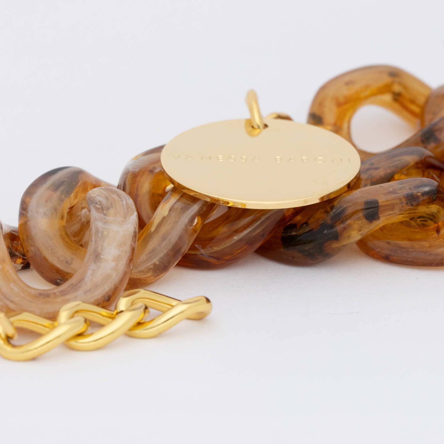 Vanessa Baroni Armband Flat Chain, bernstein, vergoldet