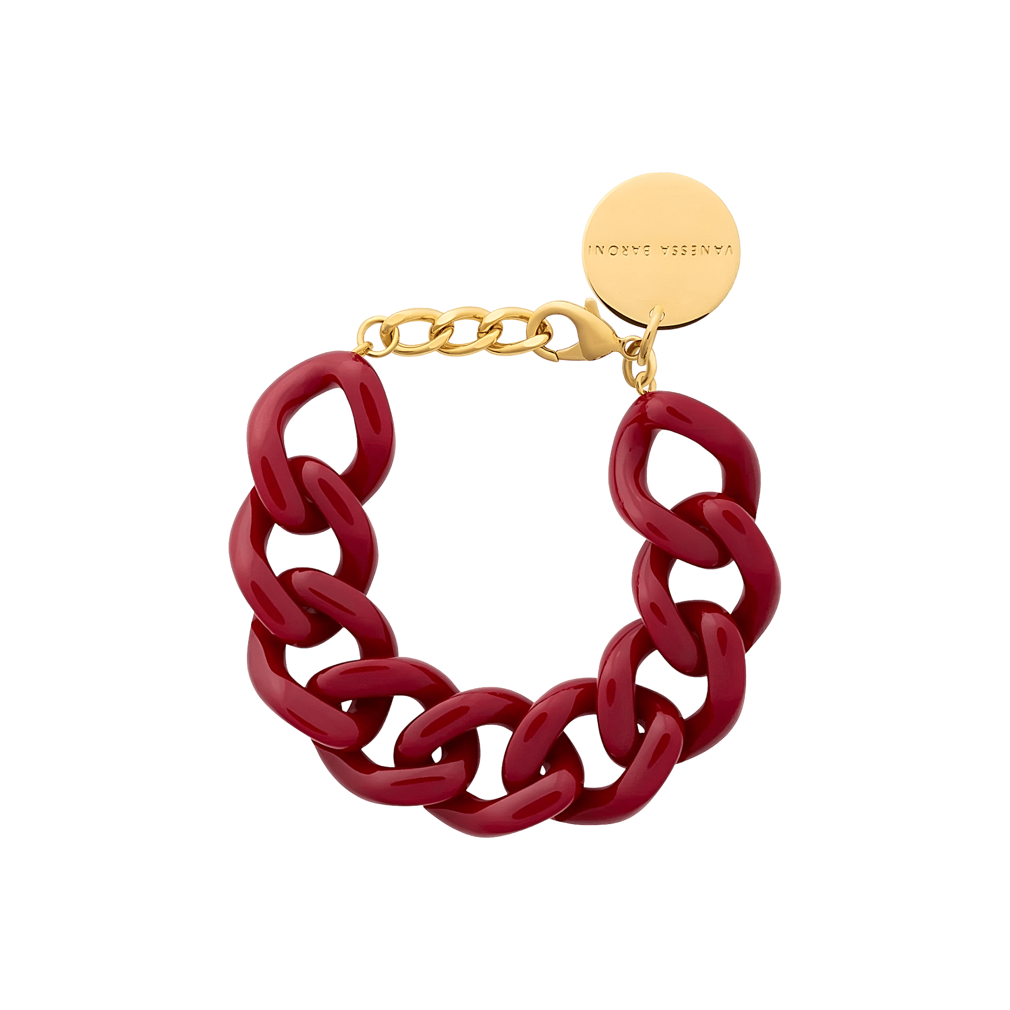 Vanessa Baroni Armband Flat Chain, bordeaux, vergoldet