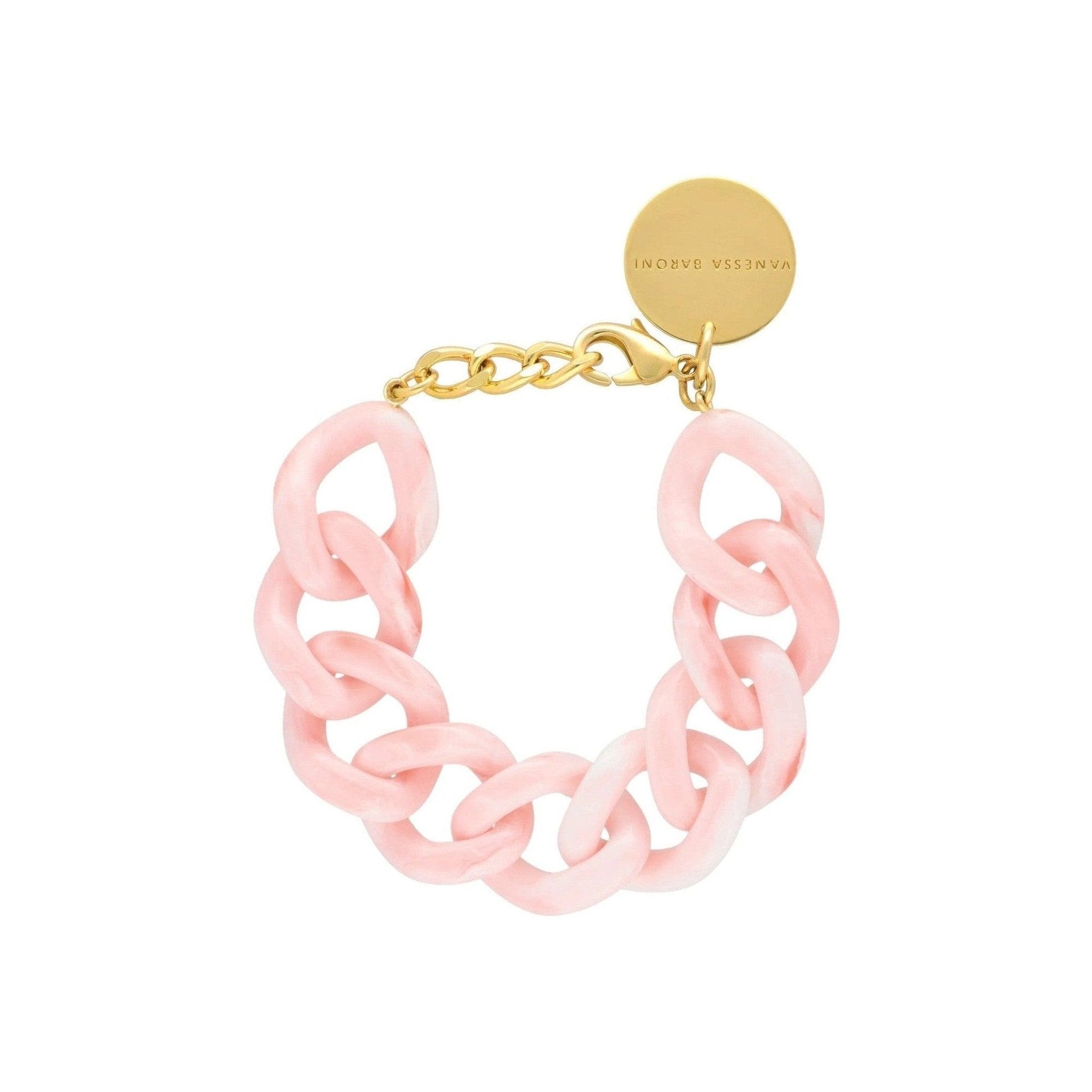 Vanessa Baroni Armband Flat Chain, bubble gum twist, vergoldet