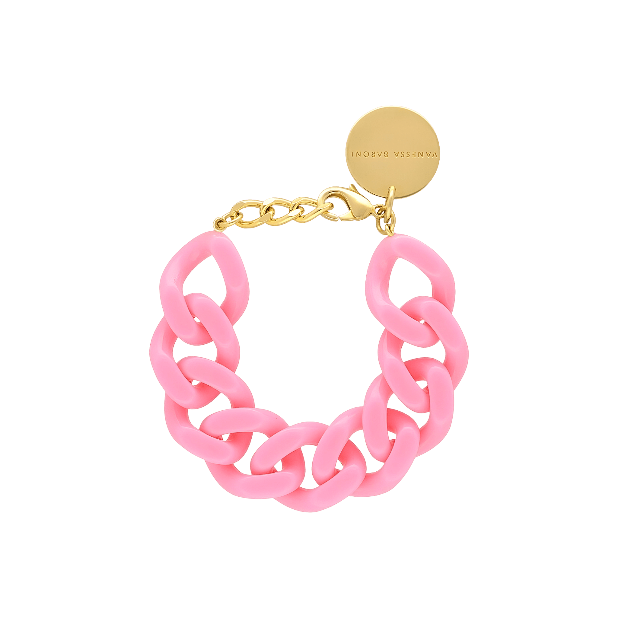 Vanessa Baroni Armband Flat Chain, bubble gum, vergoldet