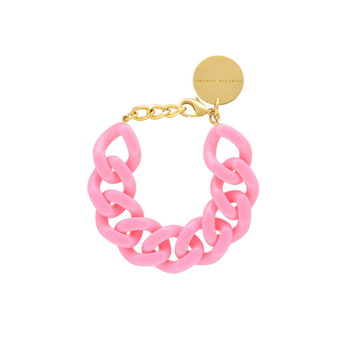 Vanessa Baroni Armband Flat Chain, bubble gum, vergoldet