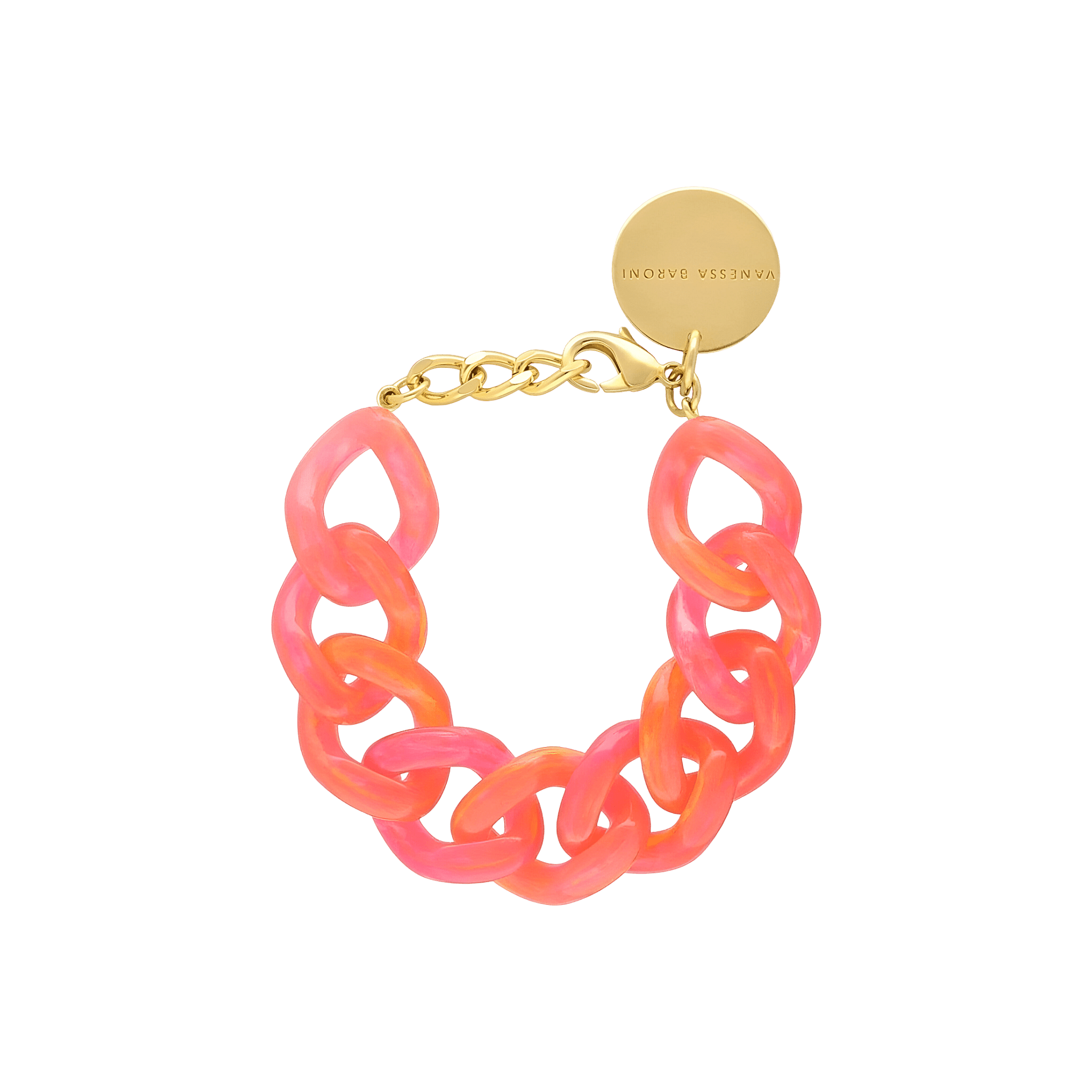 Vanessa Baroni Armband Flat Chain, campari orange, vergoldet
