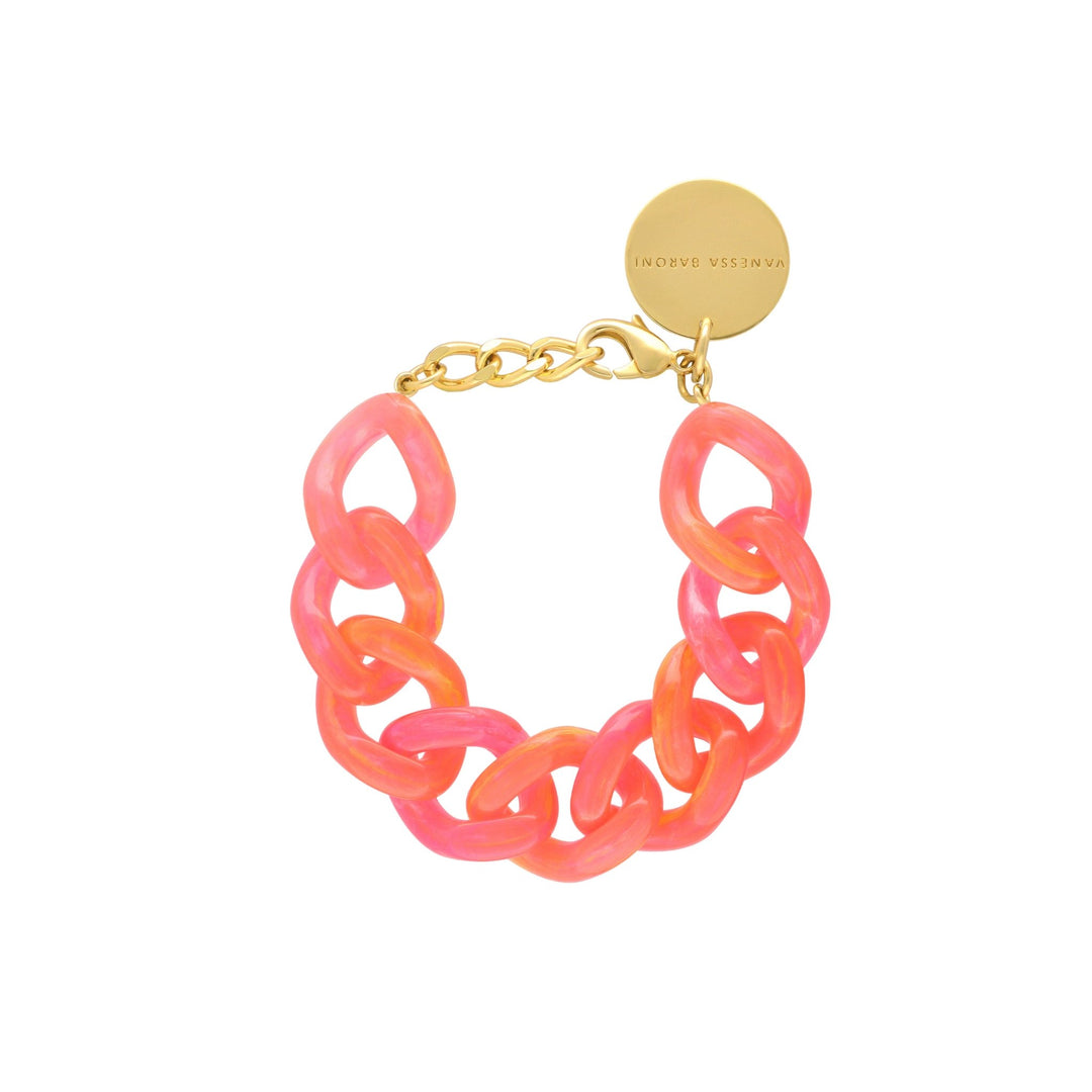 Vanessa Baroni Armband Flat Chain, campari orange, vergoldet