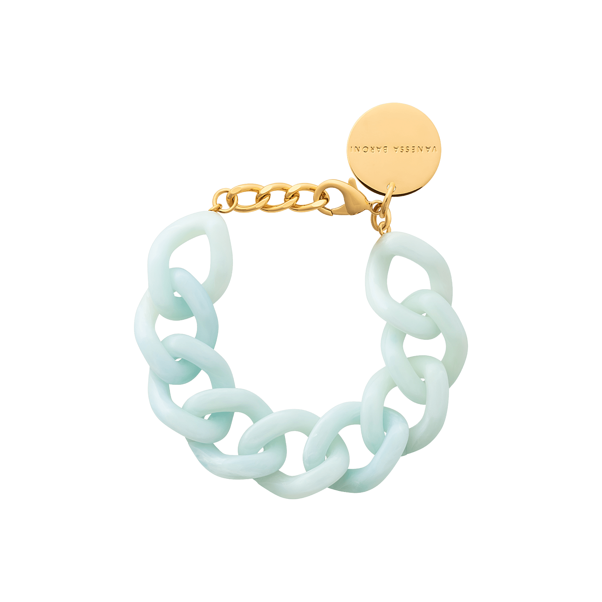 Vanessa Baroni Armband Flat Chain, cloud marble, vergoldet