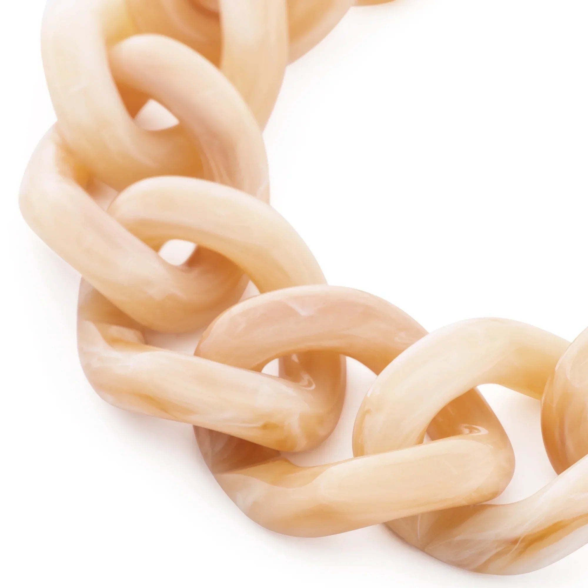 Vanessa Baroni Armband Flat Chain, creme brulee marble, vergoldet