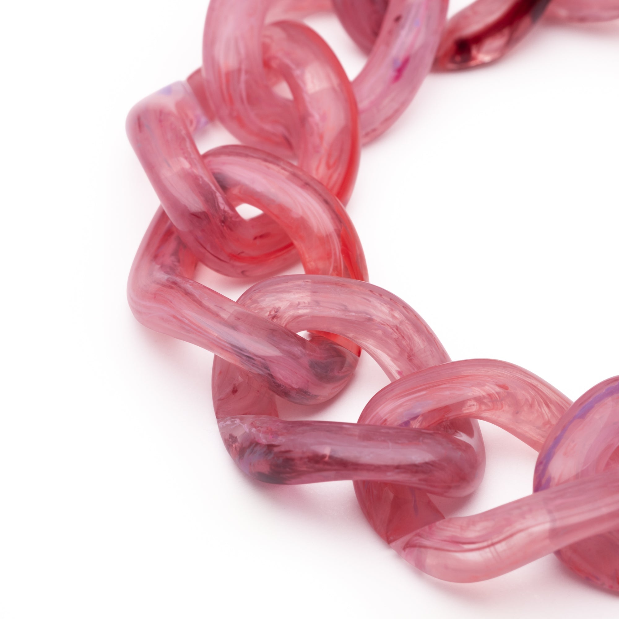 Vanessa Baroni Armband Flat Chain, crystal pink marble, vergoldet