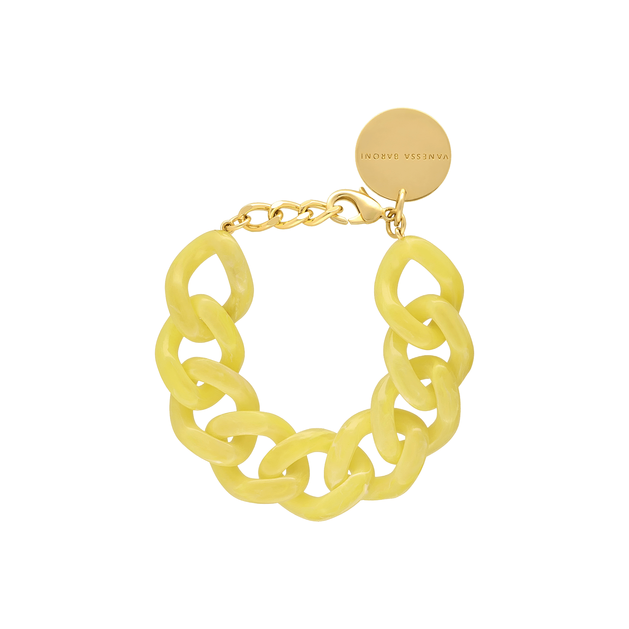 Vanessa Baroni Armband Flat Chain, lemon marble, vergoldet