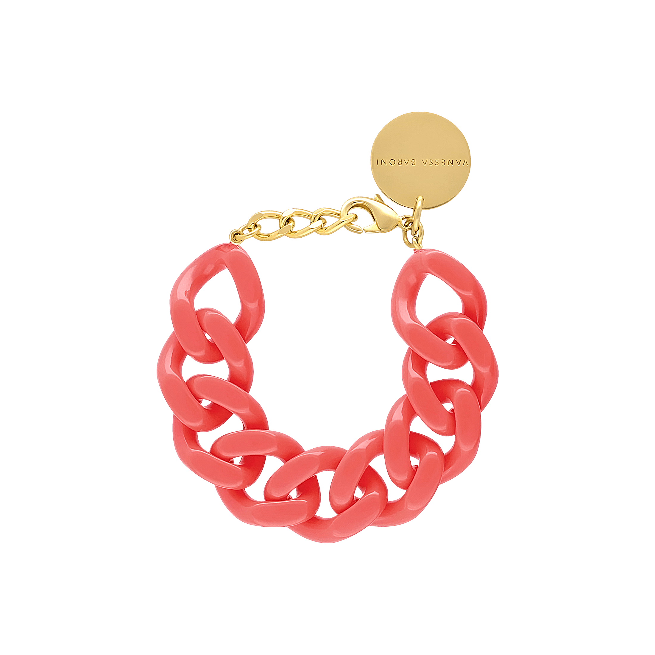 Vanessa Baroni Armband Flat Chain, new flamingo, vergoldet
