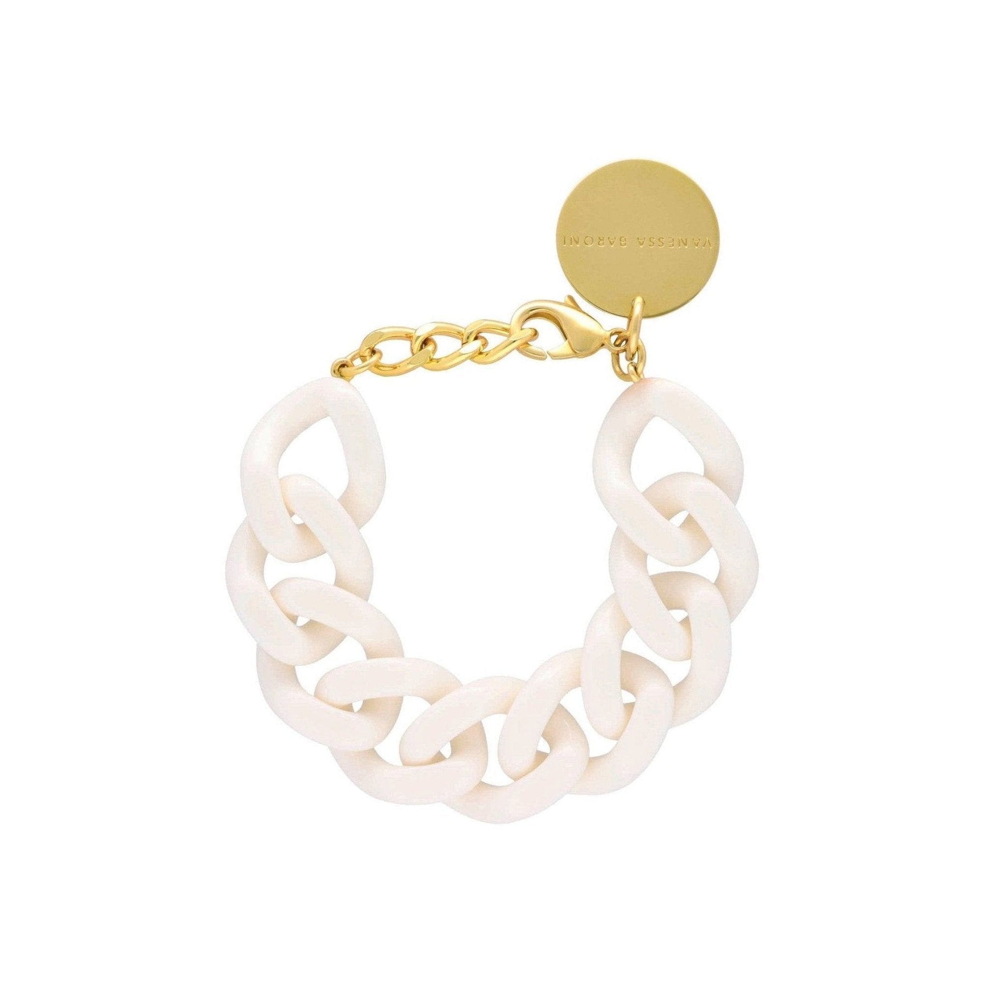 Vanessa Baroni Armband Flat Chain, off-white, vergoldet