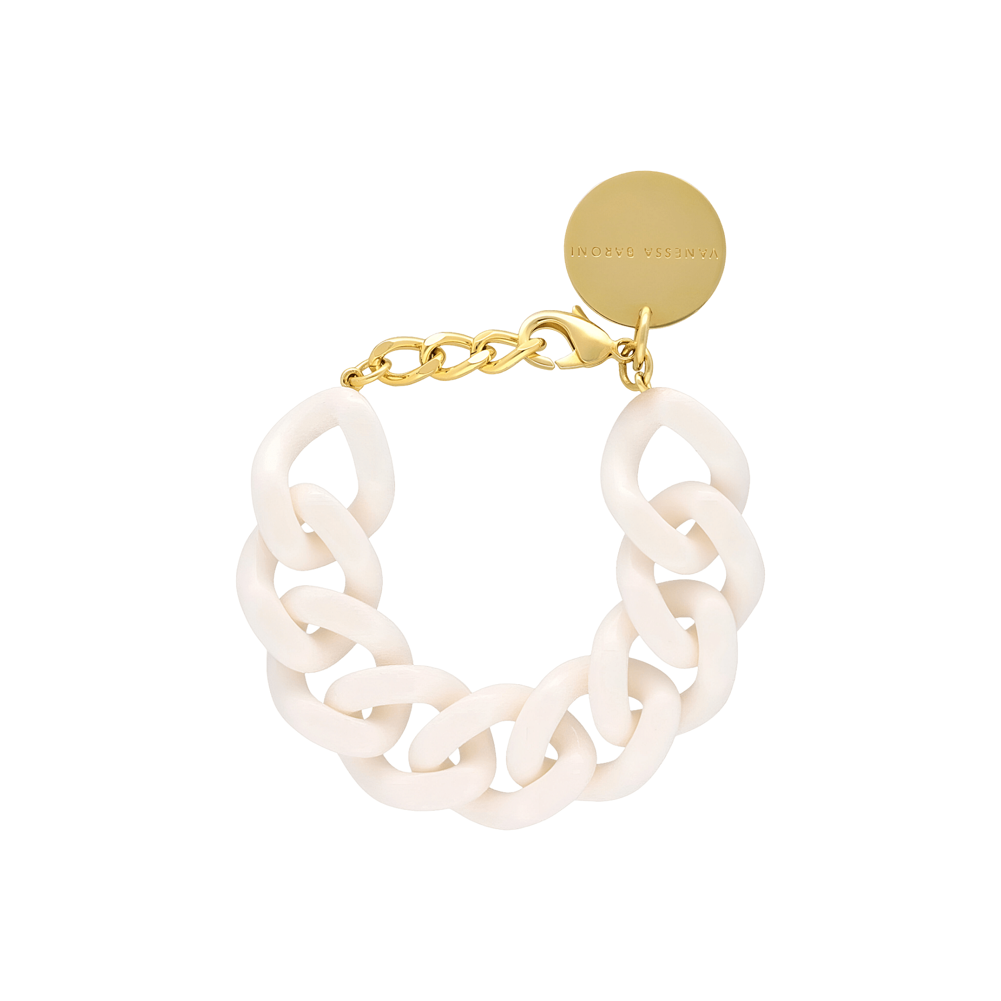 Vanessa Baroni Armband Flat Chain, off - white, vergoldet