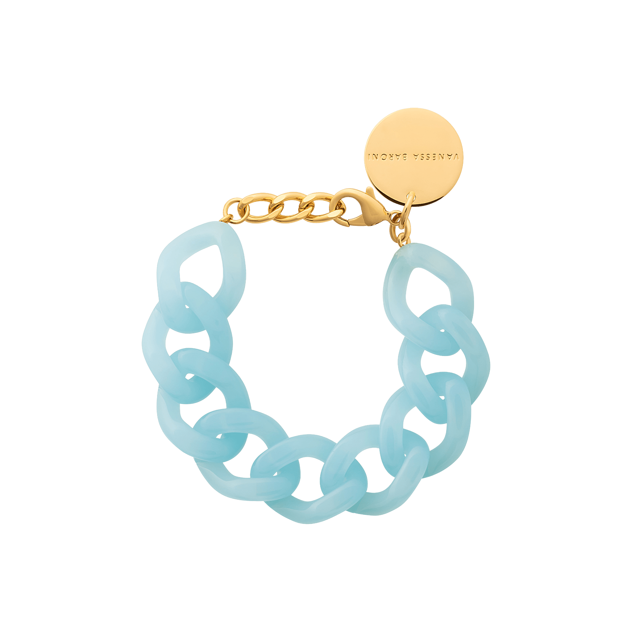 Vanessa Baroni Armband Flat Chain, opaline blue, vergoldet