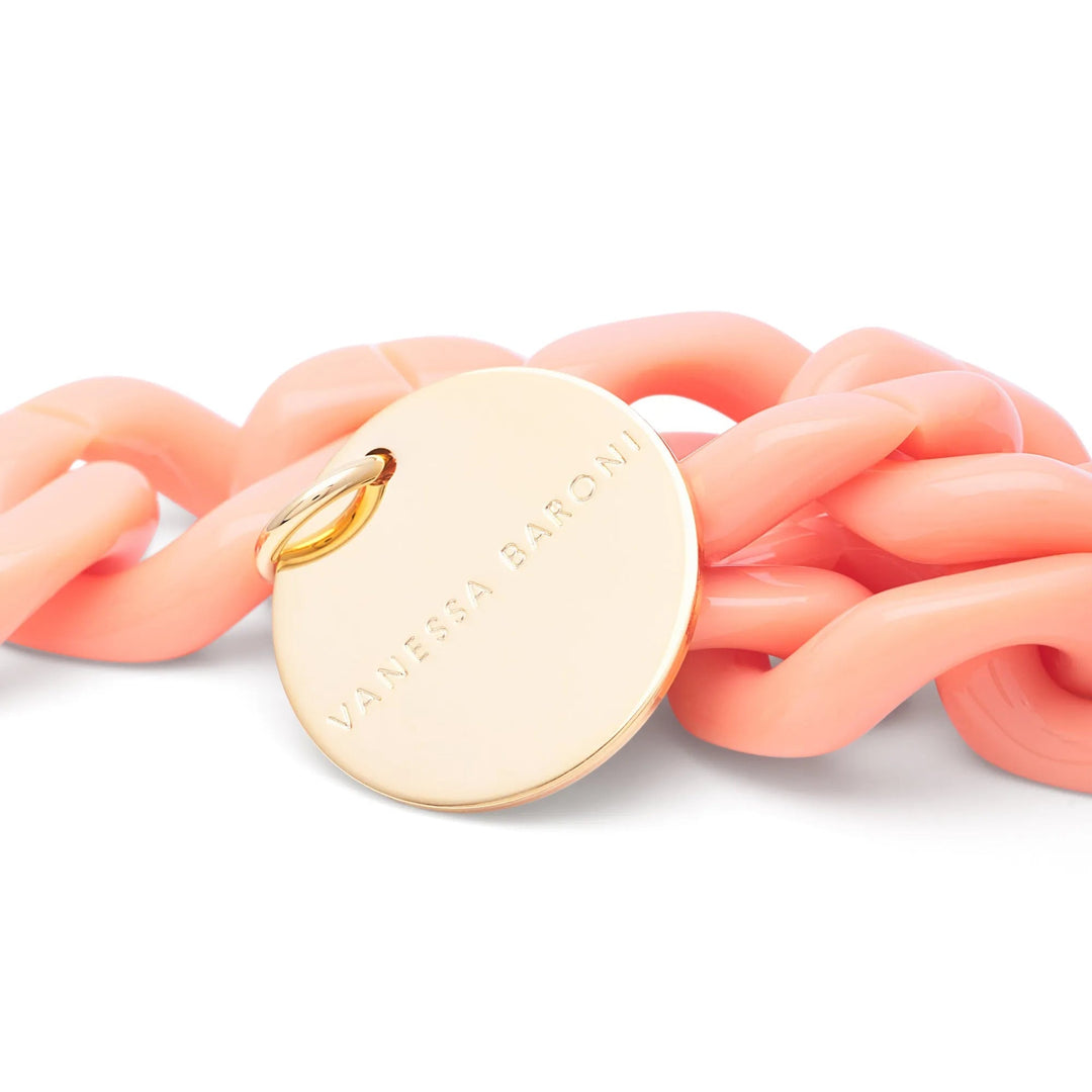 Vanessa Baroni Armband Flat Chain, peach, vergoldet