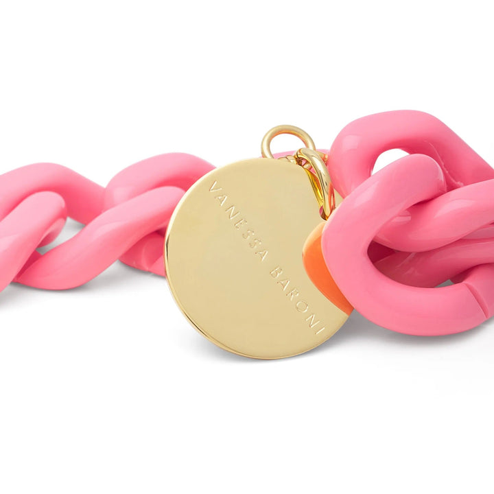 Vanessa Baroni Armband Flat Chain, raspberry, vergoldet
