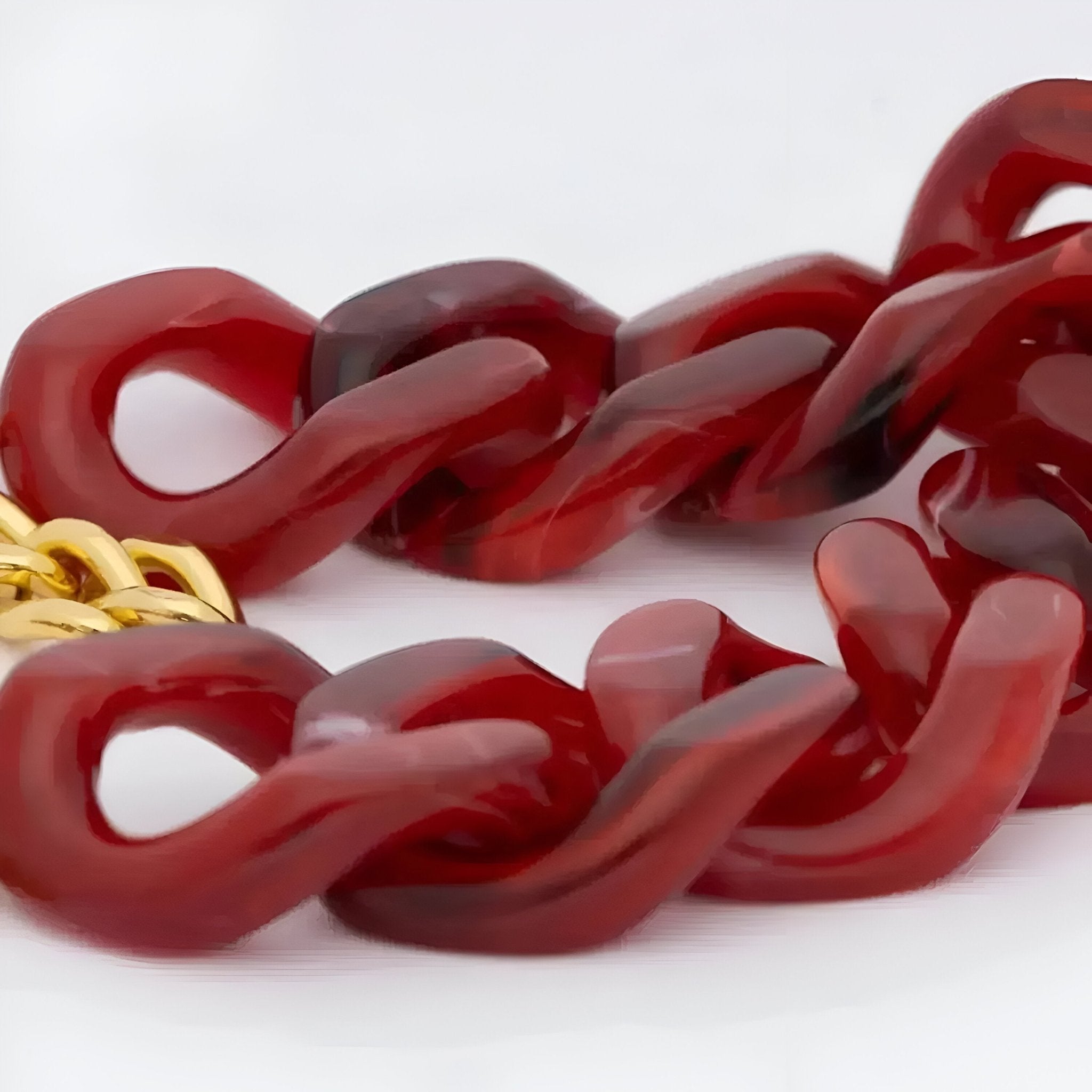 Vanessa Baroni Armband Flat Chain, red marble, vergoldet