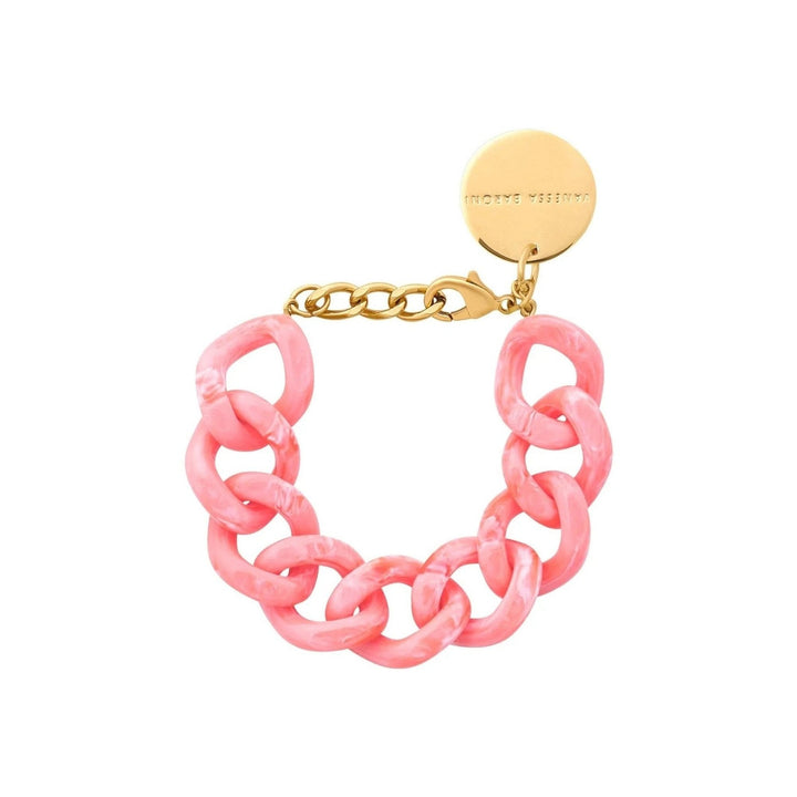 Vanessa Baroni Armband Flat Chain, strawberry icecream, vergoldet