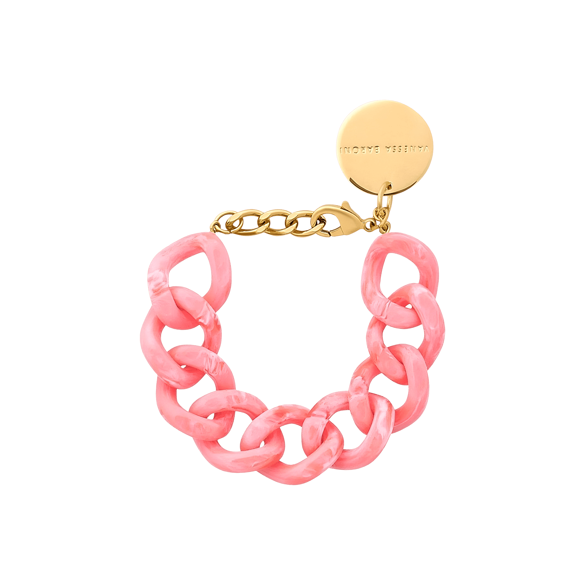 Vanessa Baroni Armband Flat Chain, strawberry icecream, vergoldet