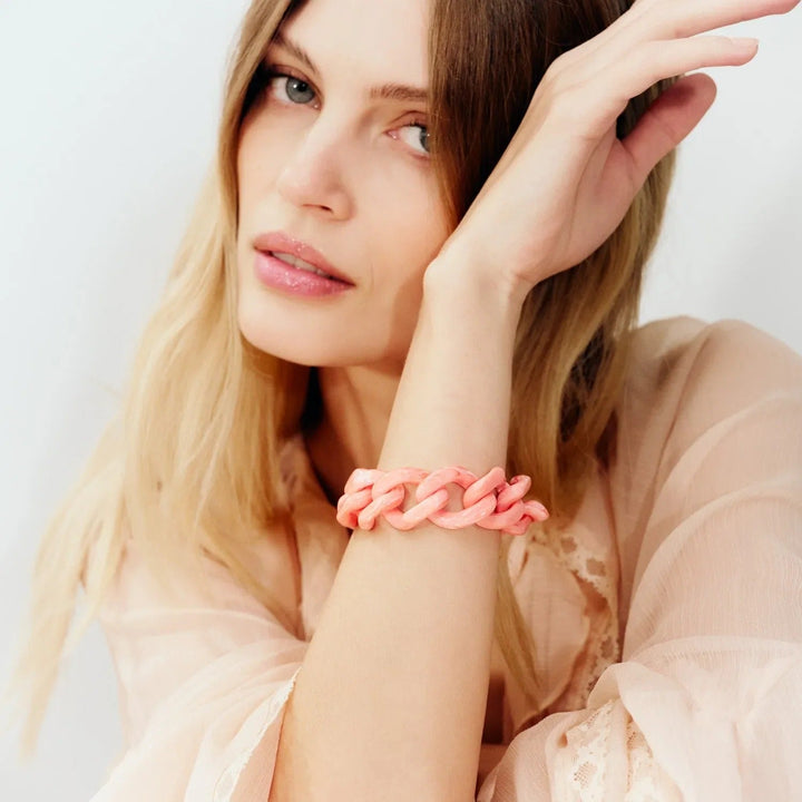 Vanessa Baroni Armband Flat Chain, strawberry icecream, vergoldet