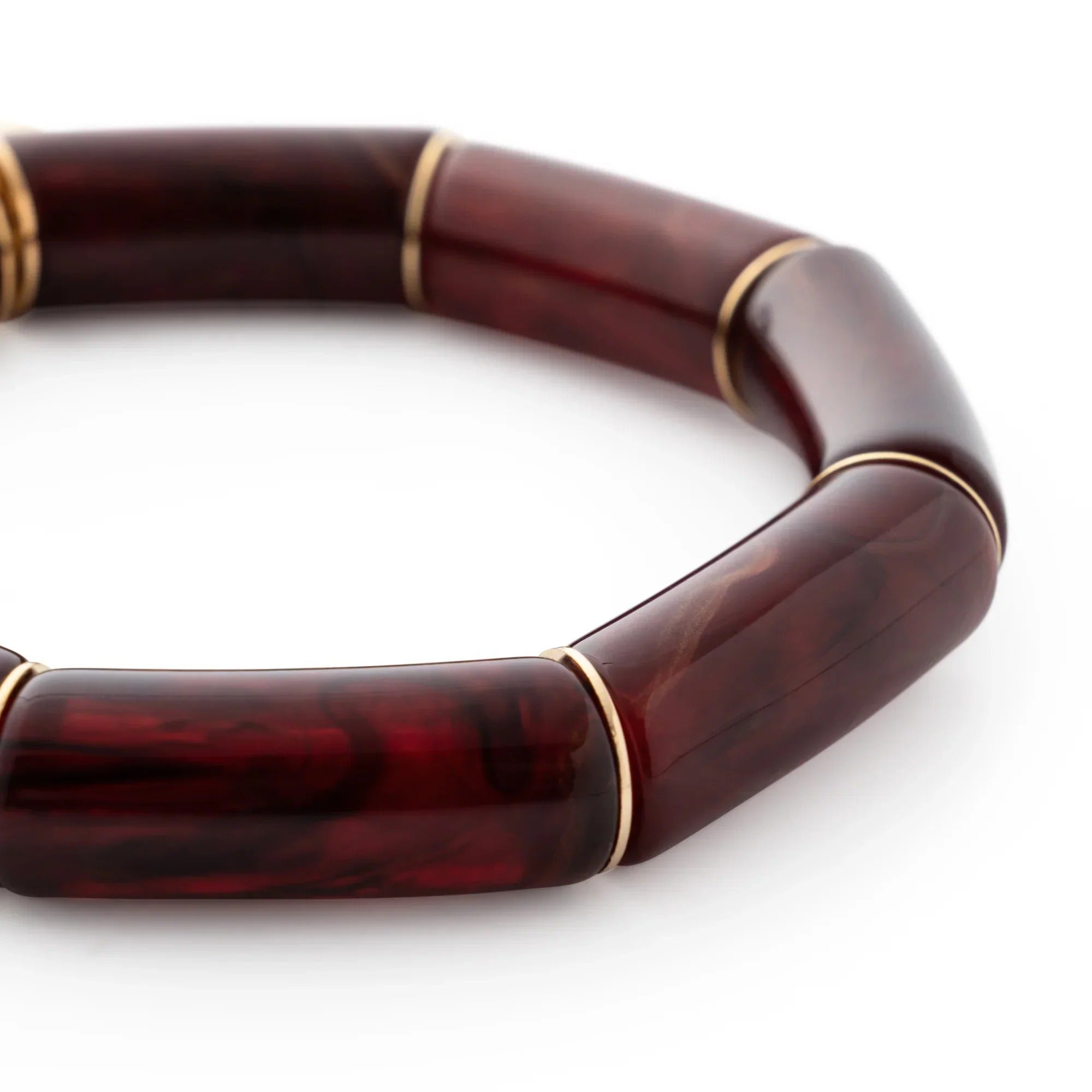 Vanessa Baroni Armband Flex, bordeaux marble, vergoldet