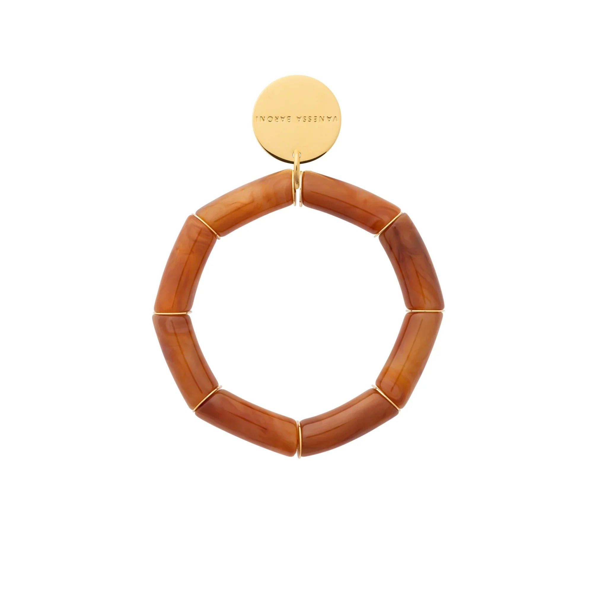 Vanessa Baroni Armband Flex, cognac marble, vergoldet