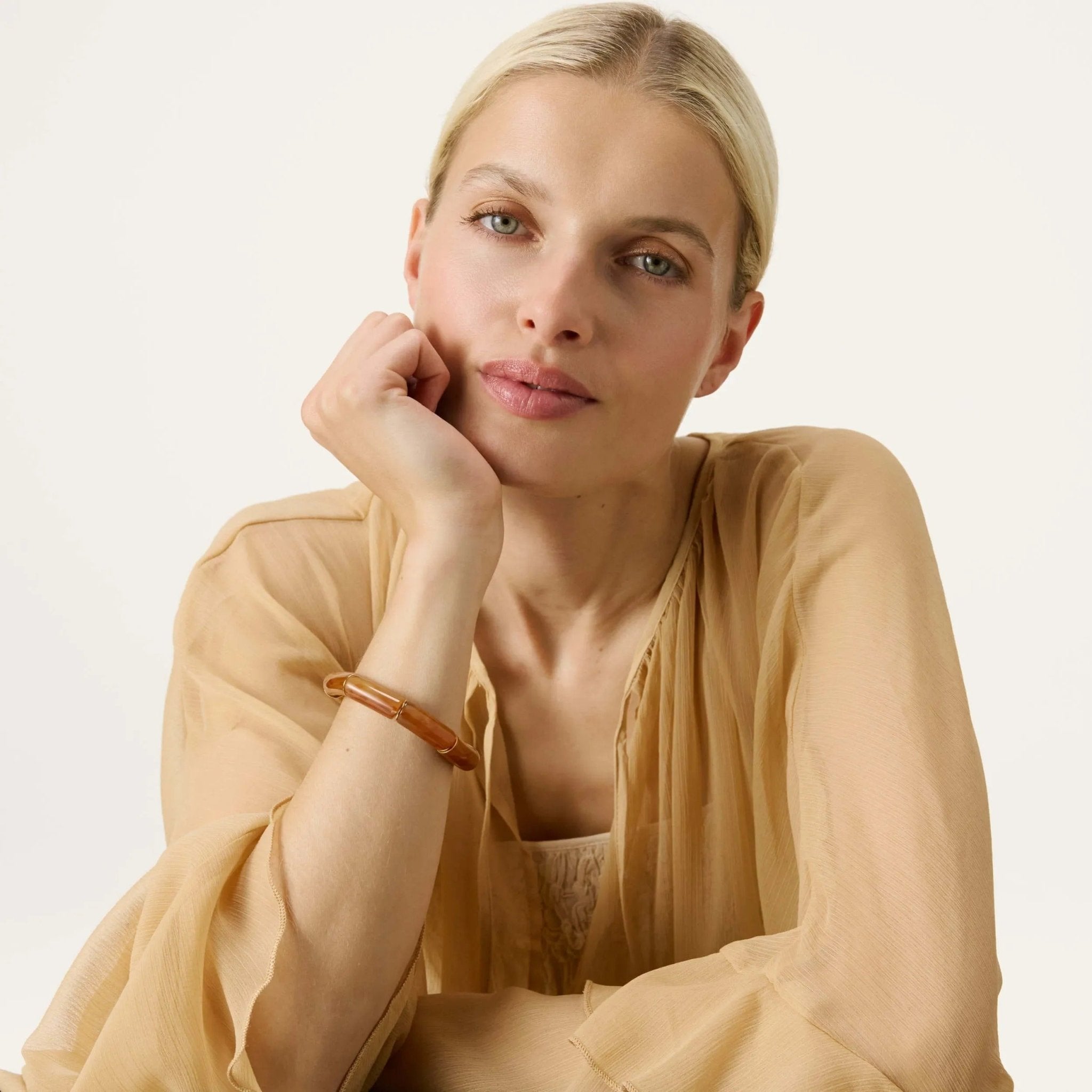 Vanessa Baroni Armband Flex, cognac marble, vergoldet