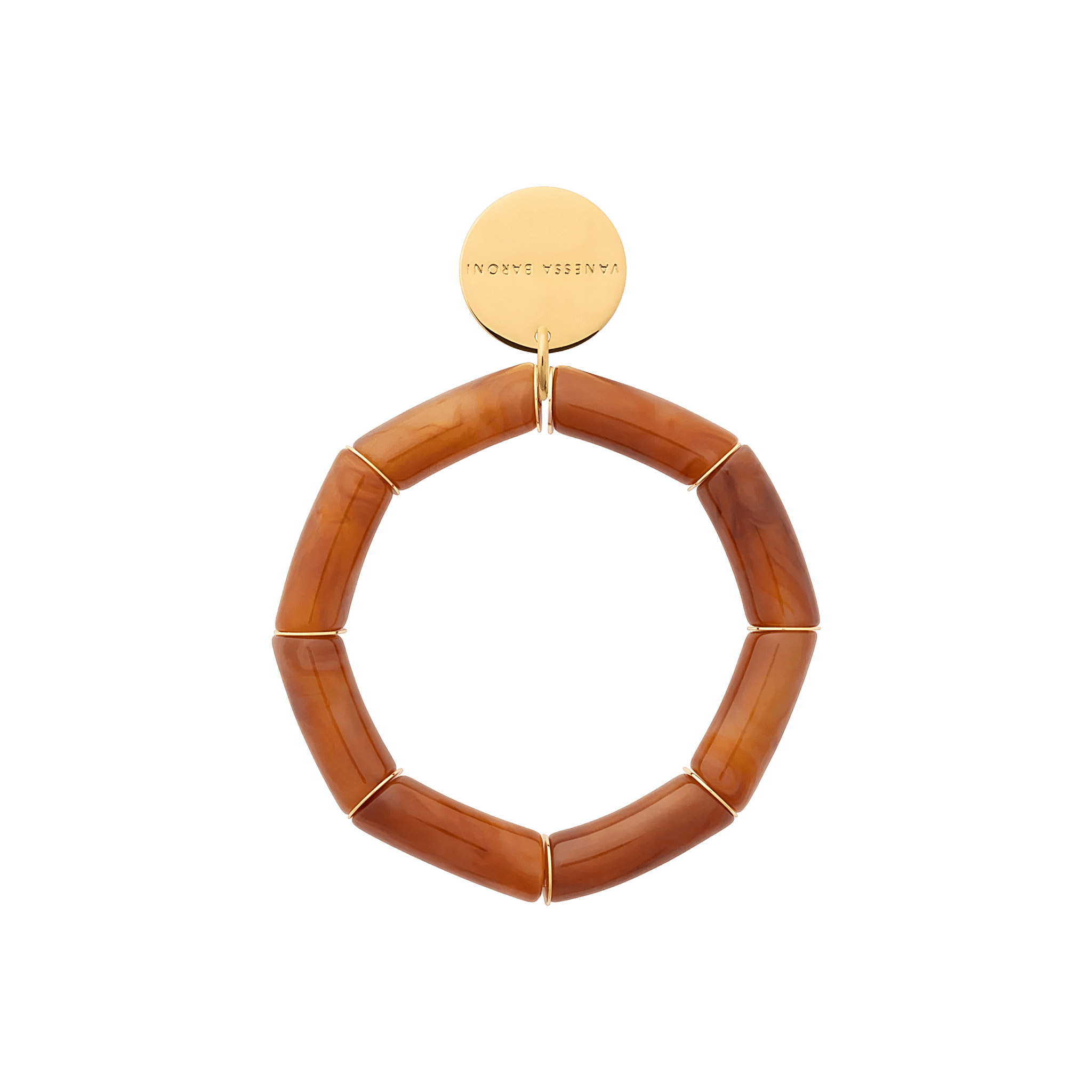 Vanessa Baroni Armband Flex, cognac marble, vergoldet