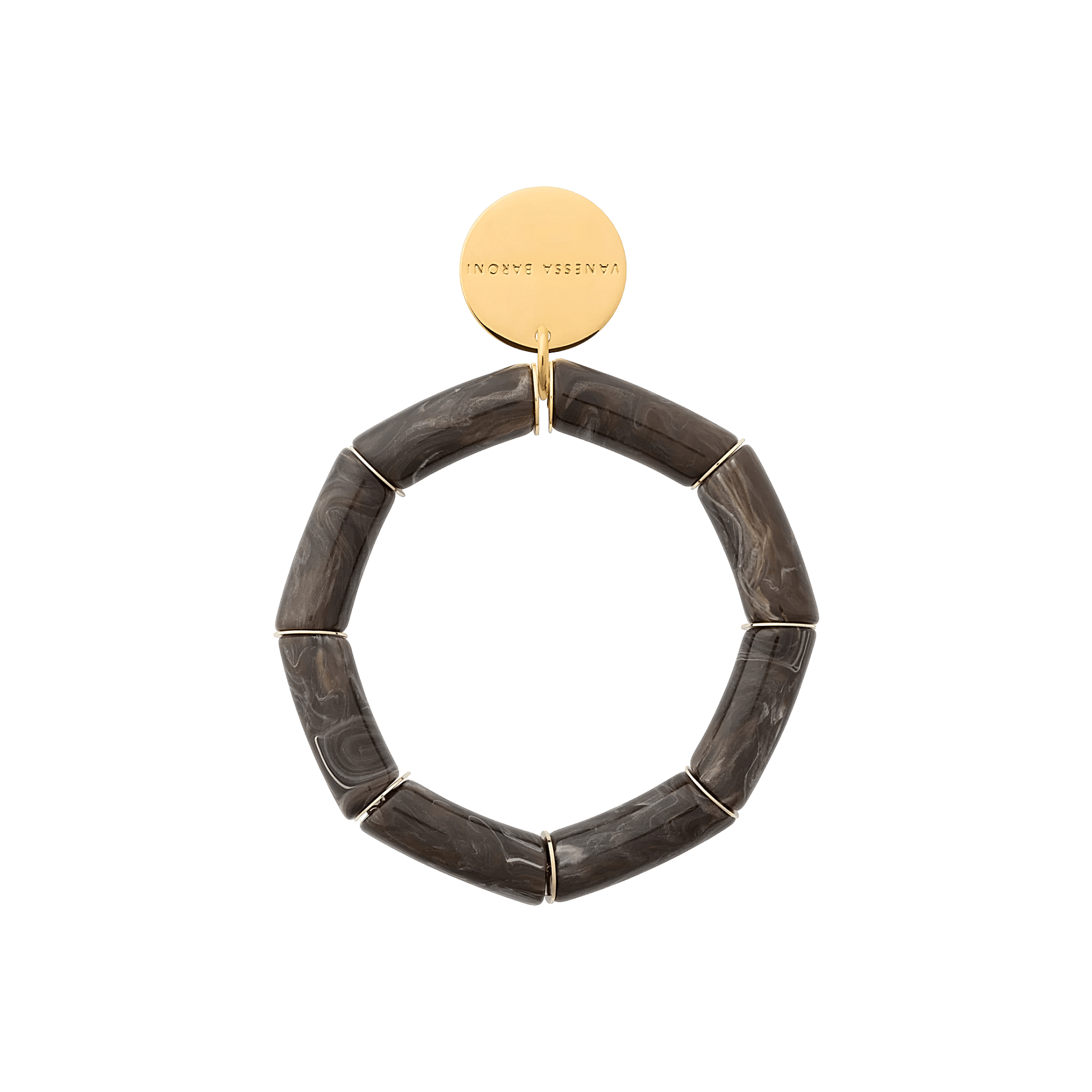 Vanessa Baroni Armband Flex, dark brown marble, vergoldet