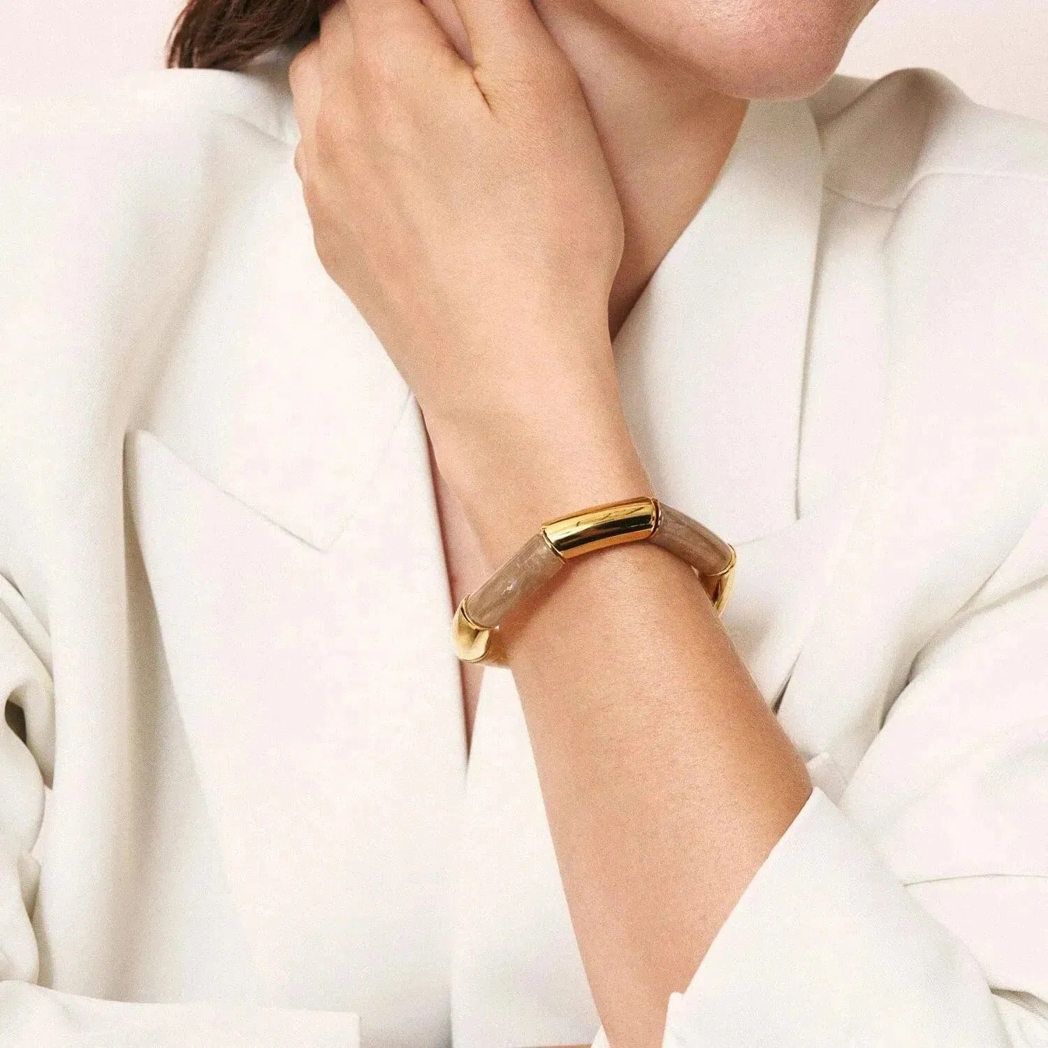 Vanessa Baroni Armband Flex gold, biancone marble, vergoldet