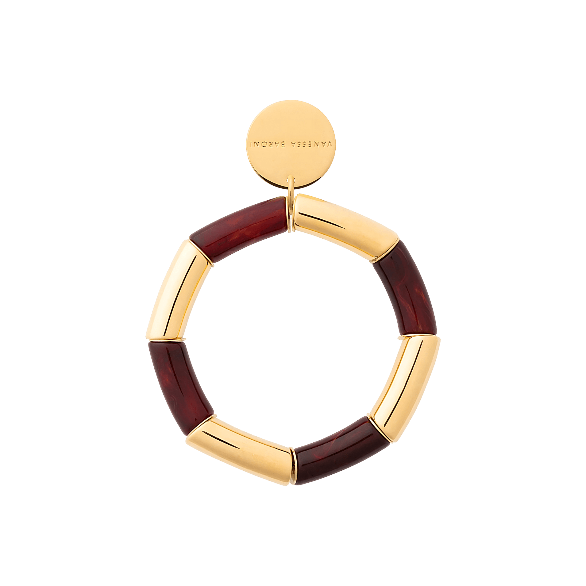 Vanessa Baroni Armband Flex gold, bordeaux marble, vergoldet