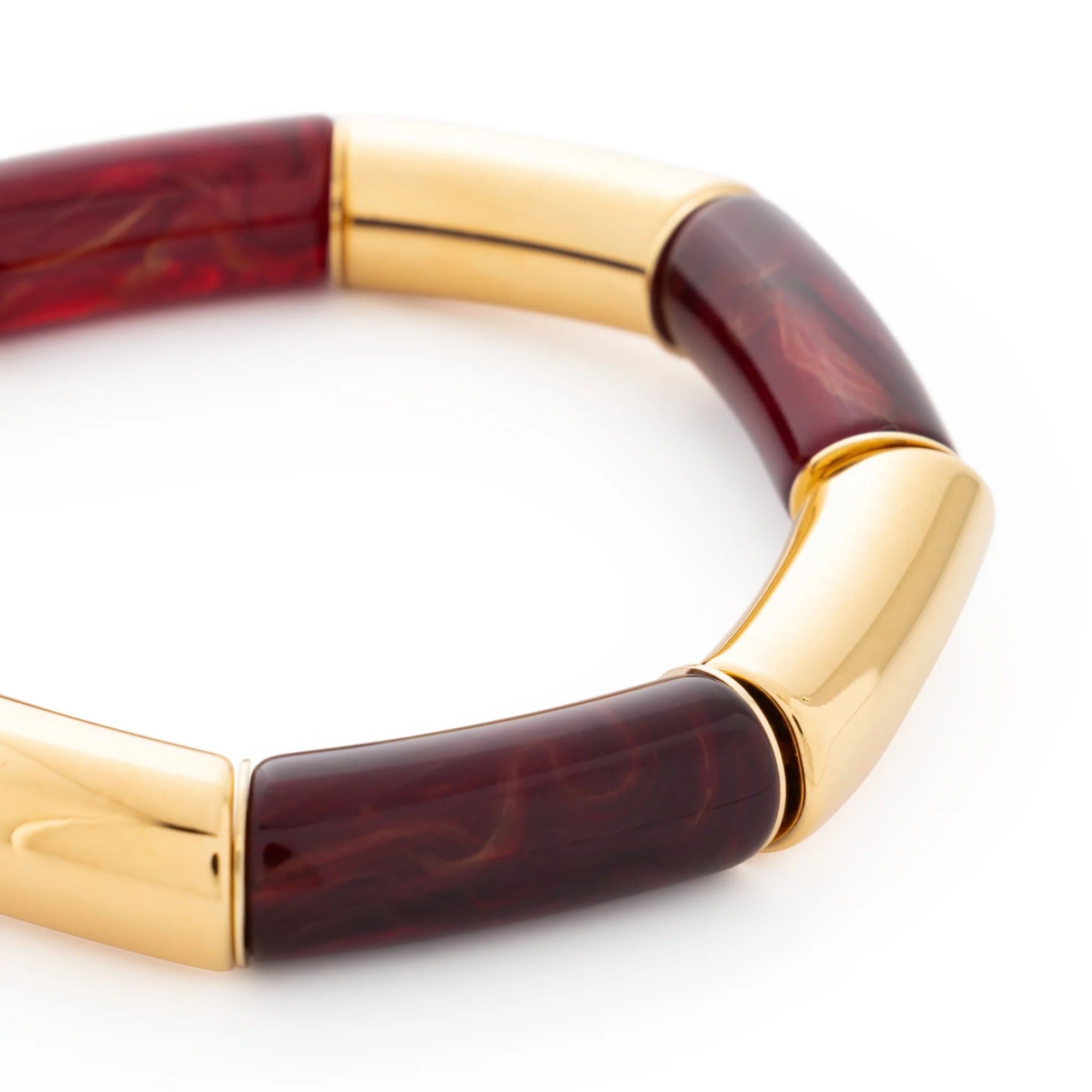 Vanessa Baroni Armband Flex gold, bordeaux marble, vergoldet