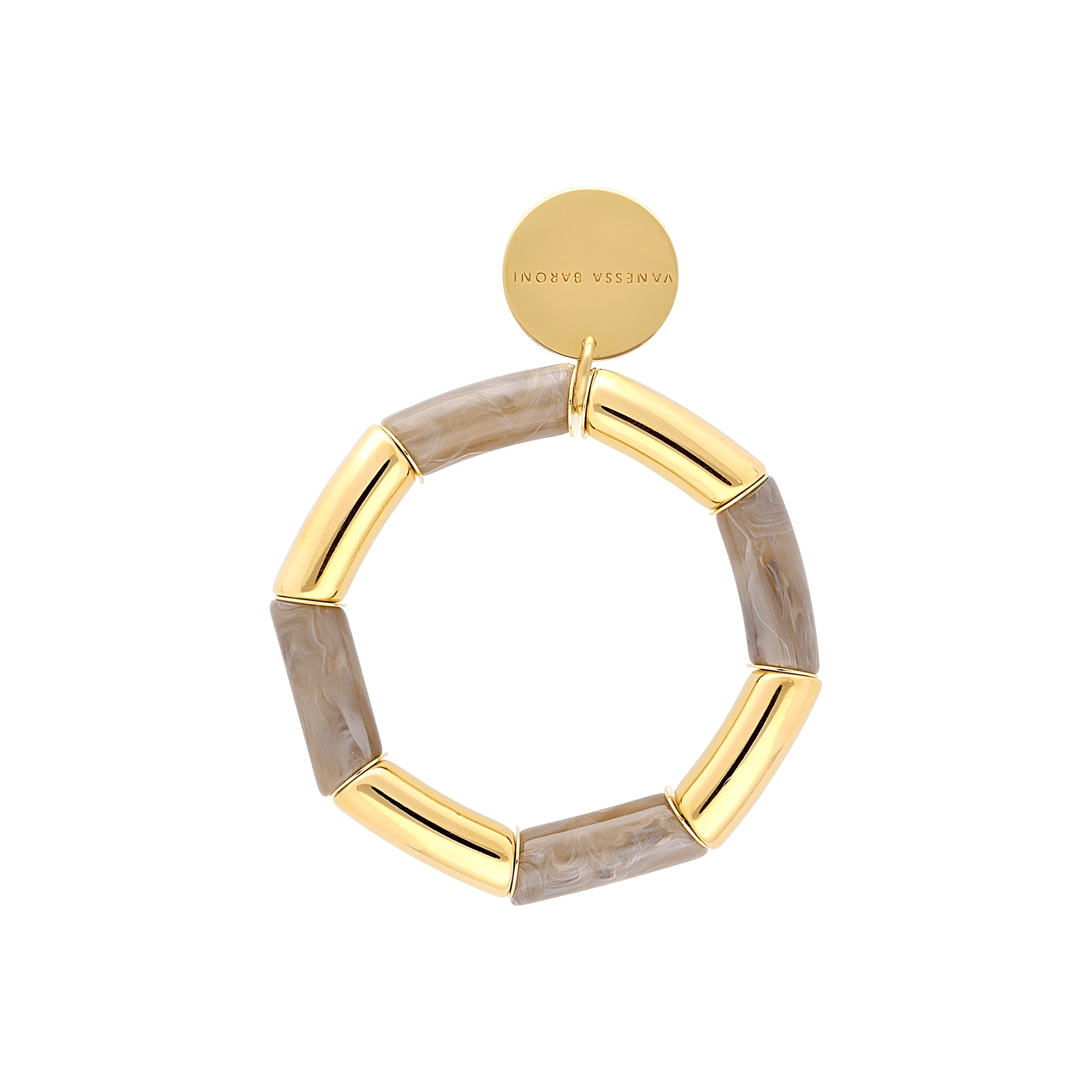 Vanessa Baroni Armband Flex gold, greige marble, vergoldet