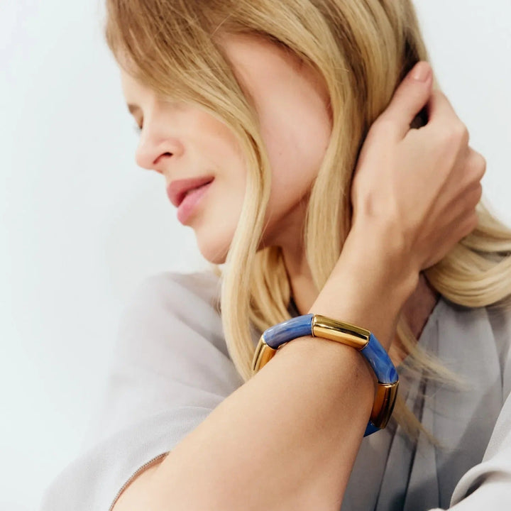 Vanessa Baroni Armband Flex gold, ocean blue, vergoldet