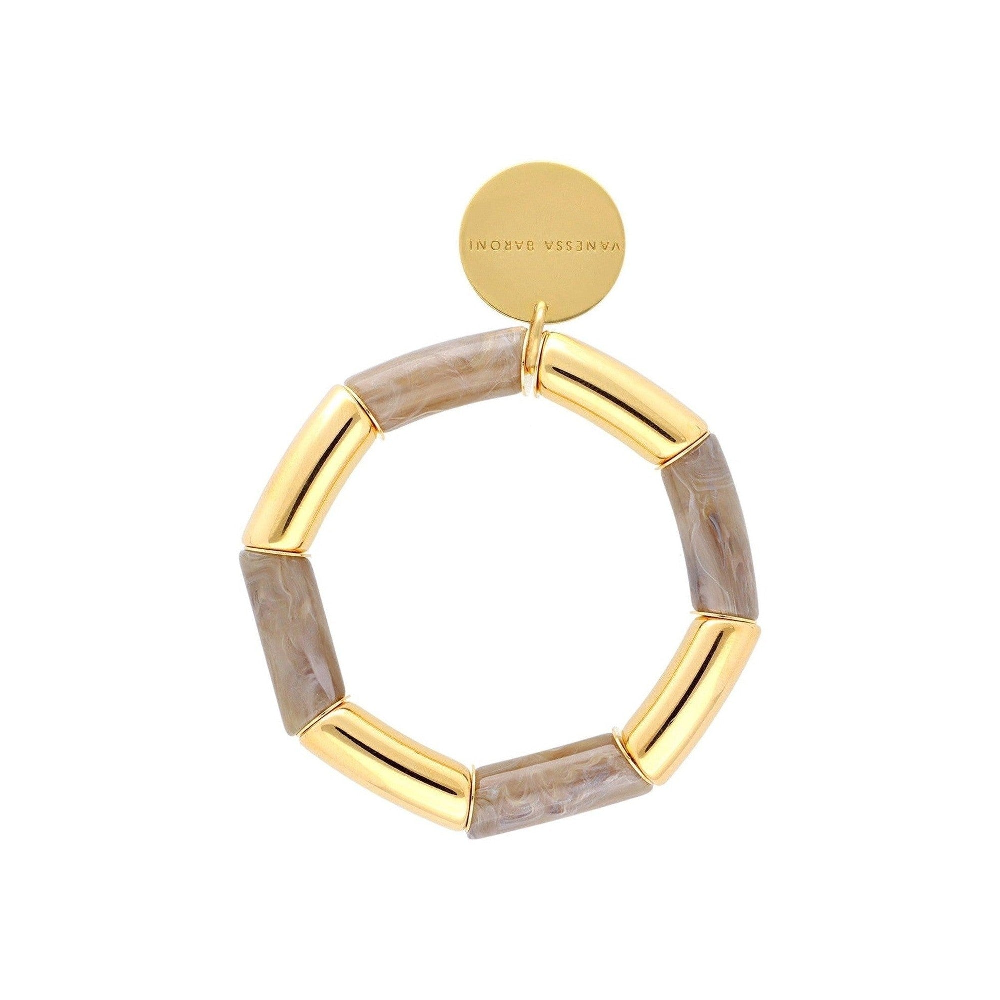 Vanessa Baroni Armband Flex, greige marble, vergoldet