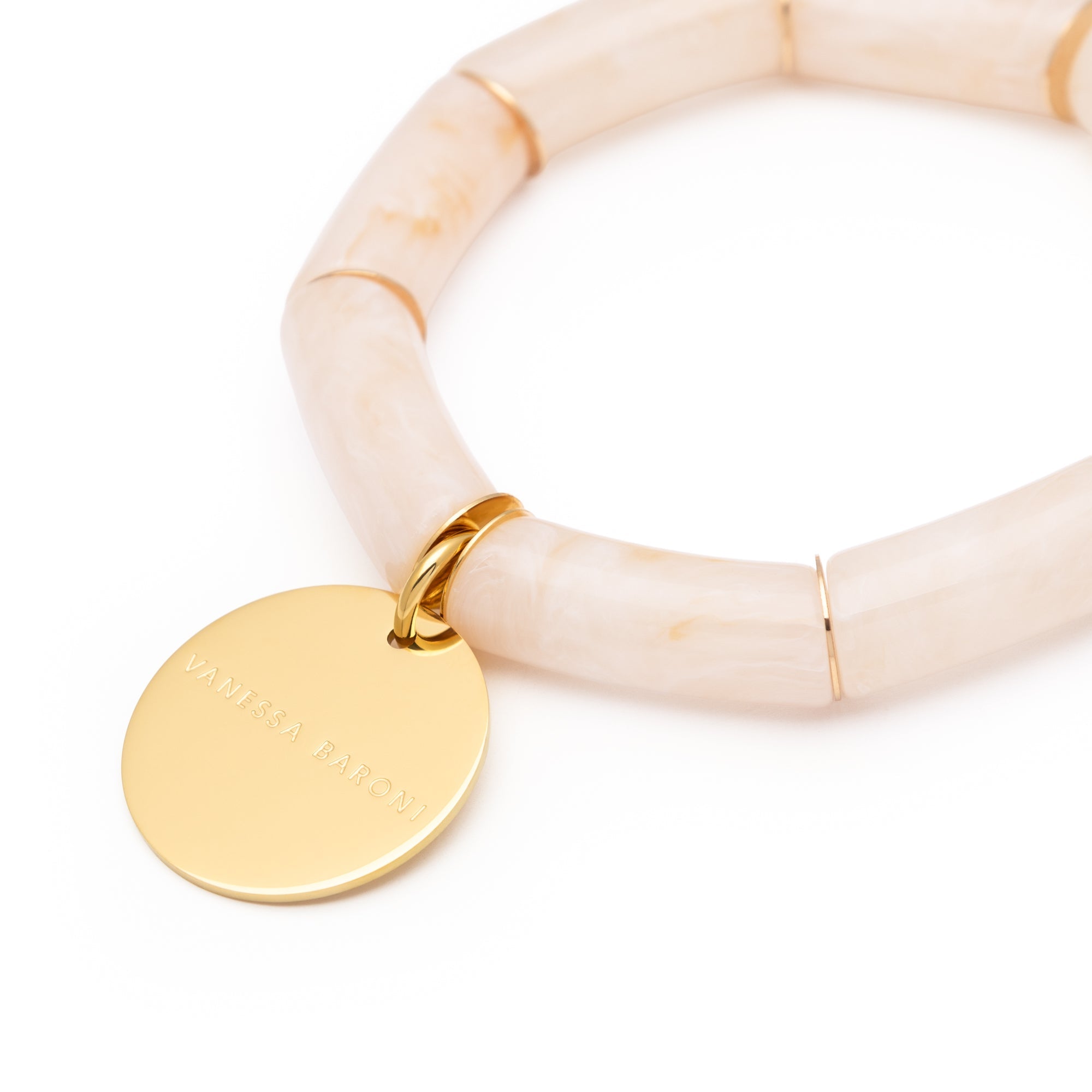 Vanessa Baroni Armband Flex, latte marble, vergoldet