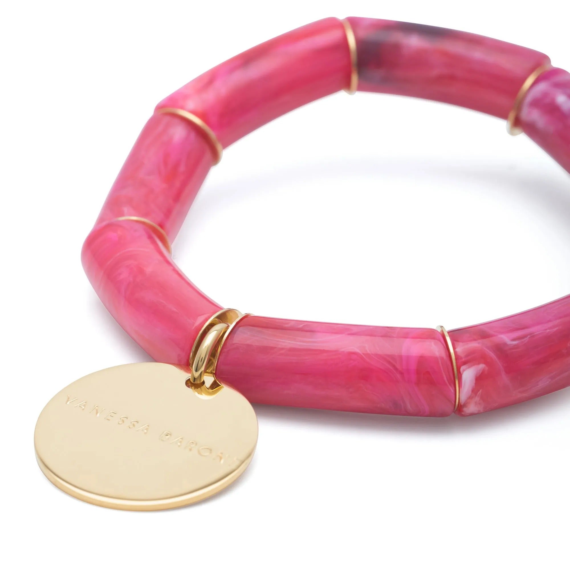 Vanessa Baroni Armband Flex, raspberry marble, vergoldet