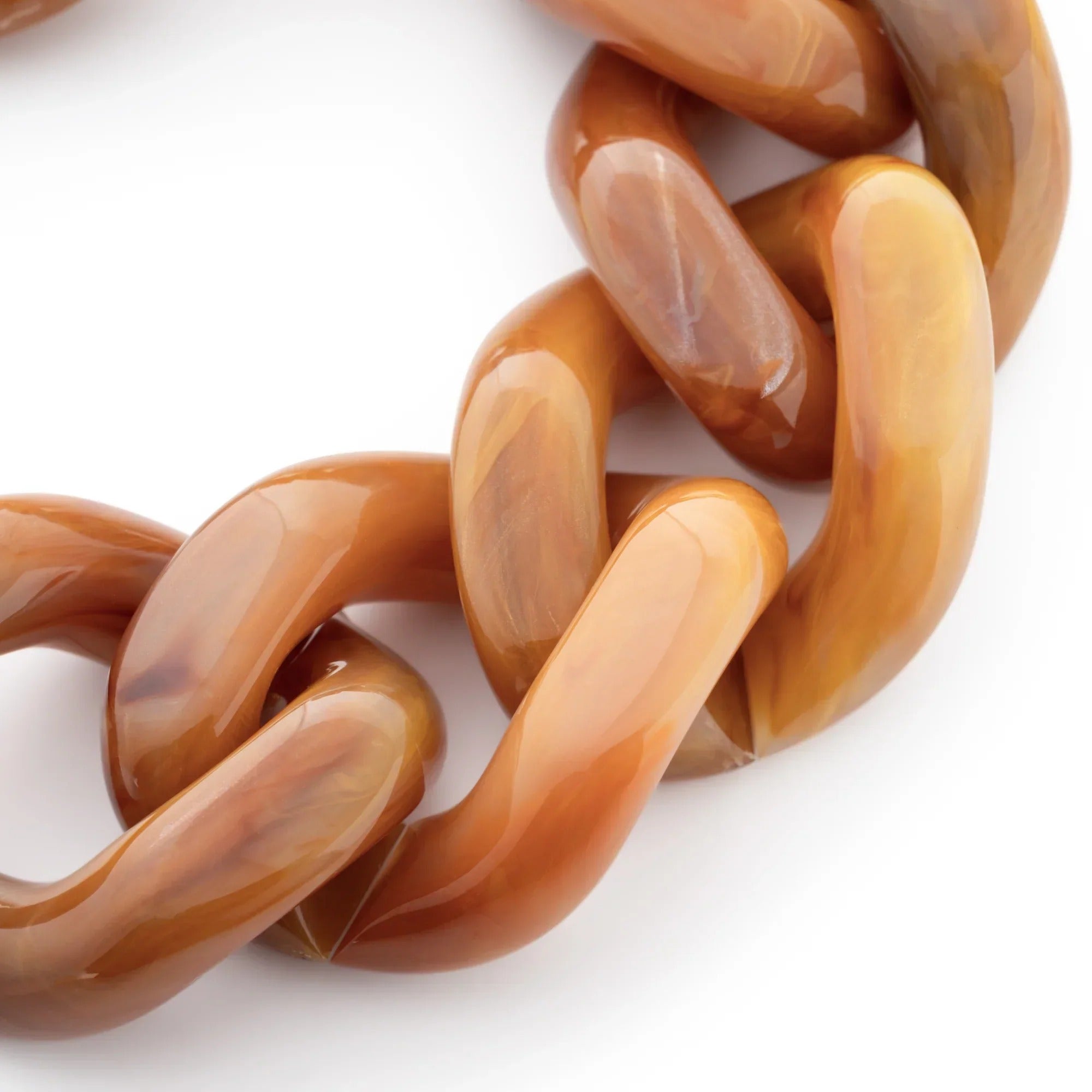 Vanessa Baroni Armband Great Flat Chain, mustard marble, vergoldet