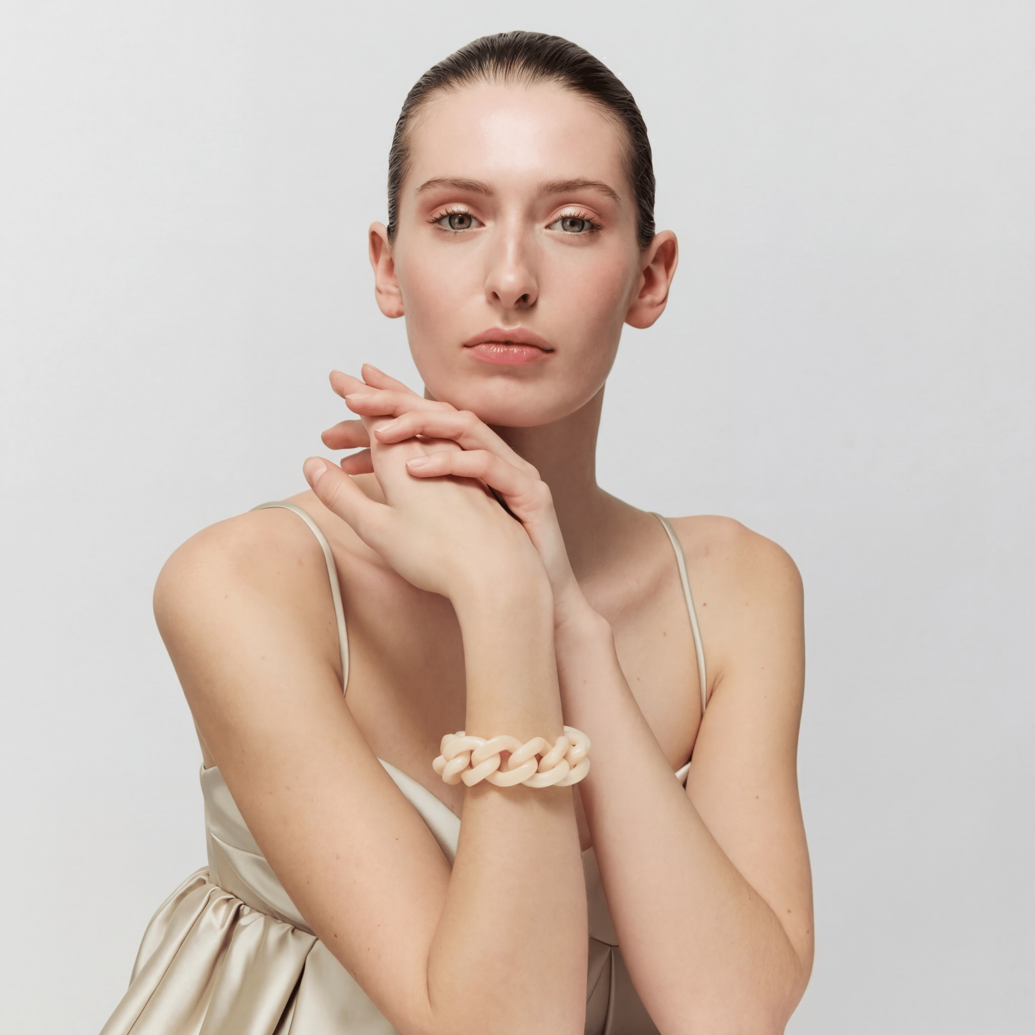 Vanessa Baroni Armband Great, latte marble, vergoldet