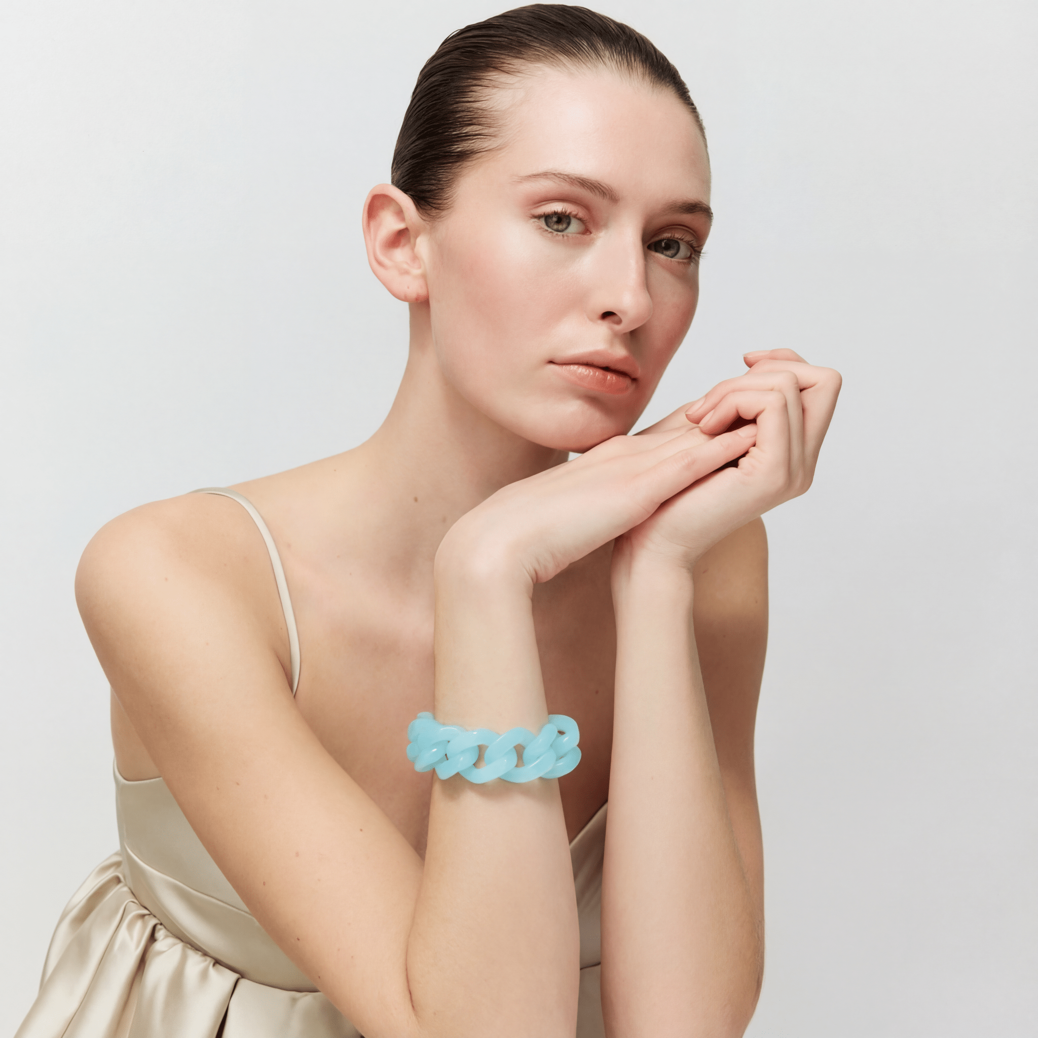 Vanessa Baroni Armband Great, opaline blue, vergoldet
